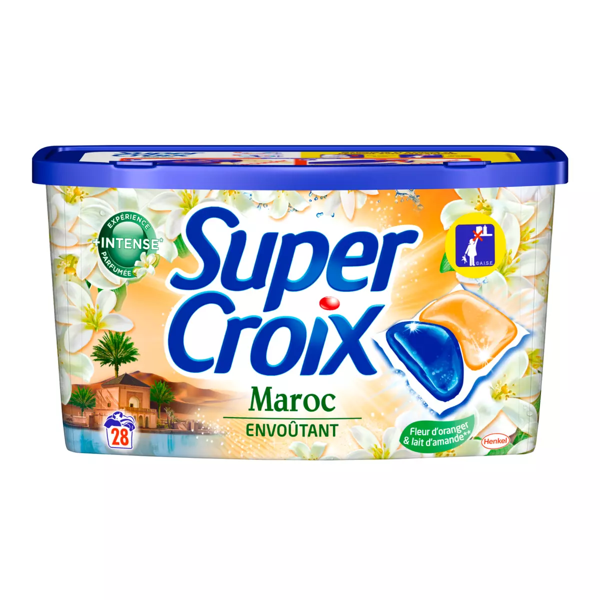 SUPER CROIX Lessive capsules Maroc fleur d'oranger & lait d'amande 28 capsules