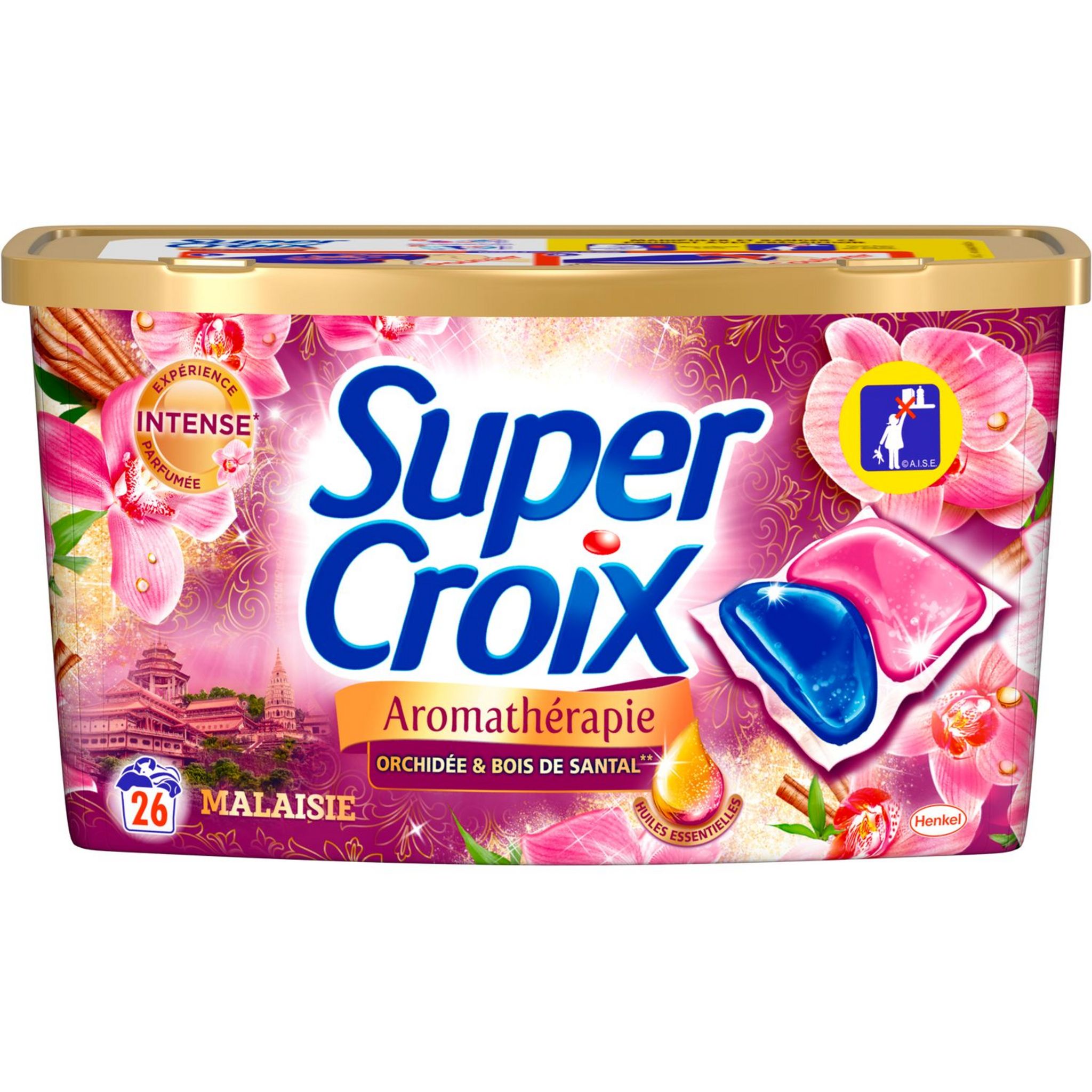 SUPER CROIX Lessive capsules aromathérapie orchidée & bois de santal 26 capsules