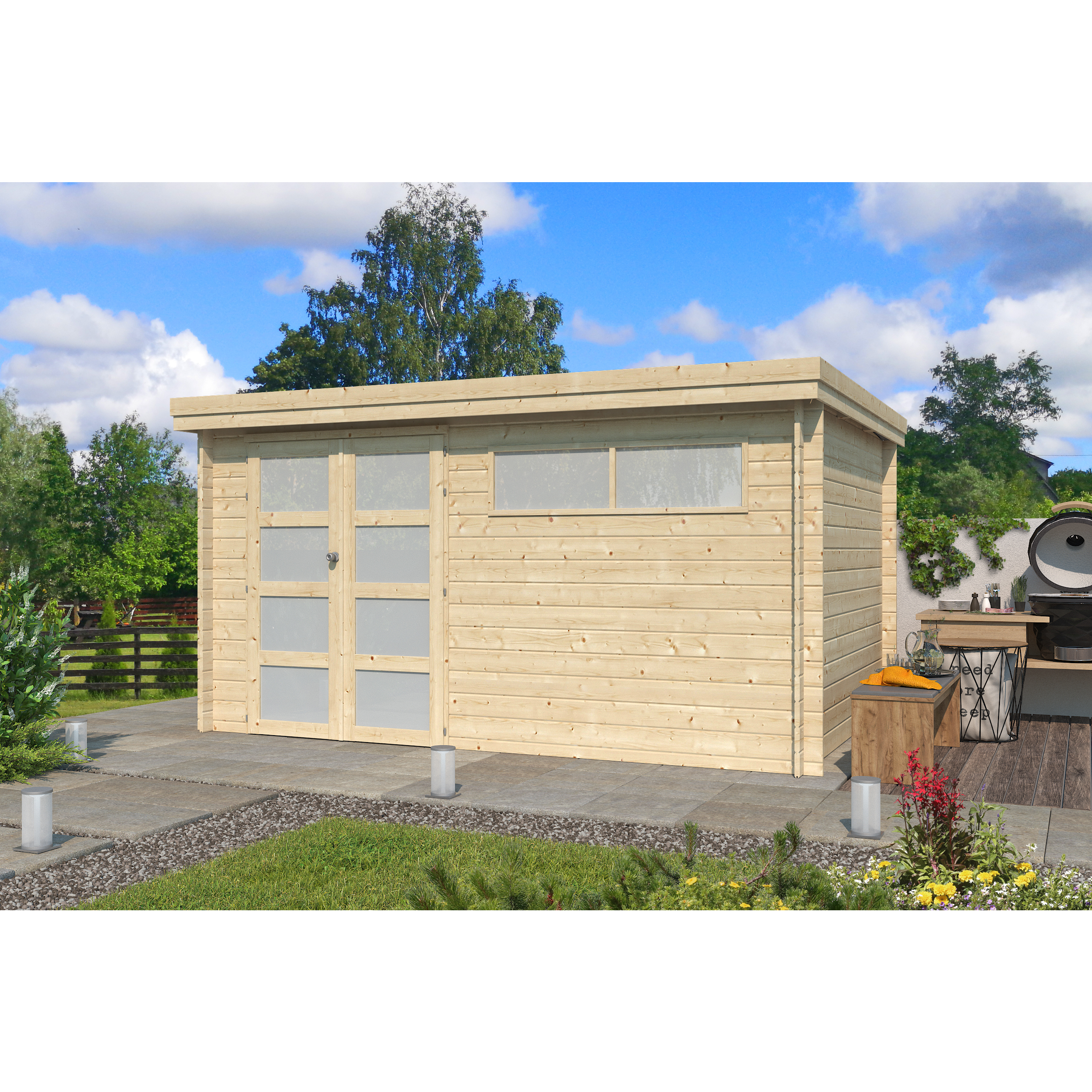 Voir la diapositive 3 : Abri chalet de jardin bois - 10.49m² - APETINA