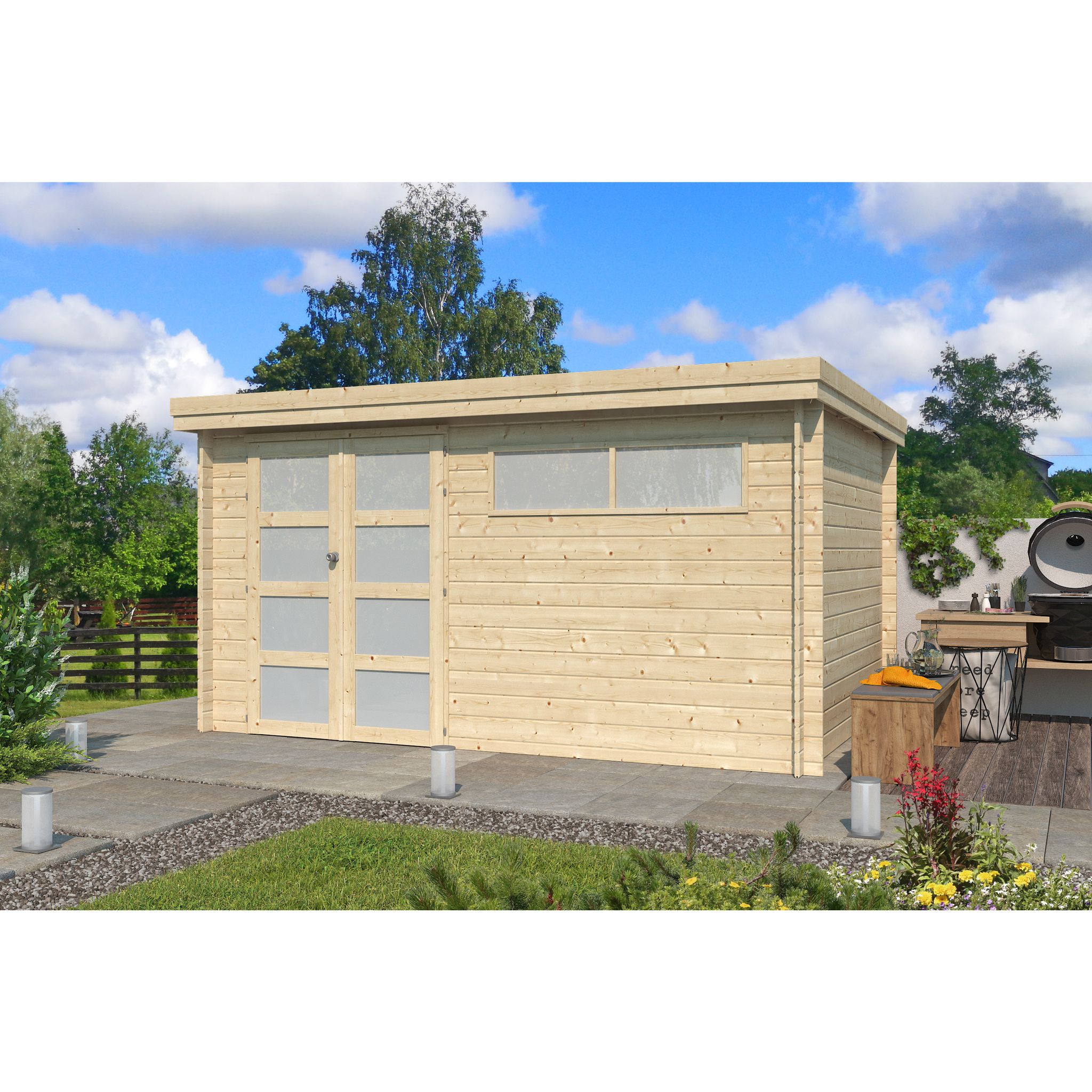 Voir la diapositive 3 : Abri chalet de jardin bois - 10.49m² - APETINA