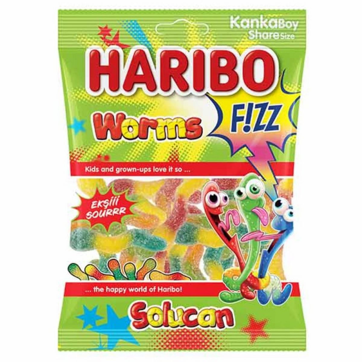 HARIBO Bonbons gélifiés halal Fizz Worms 80g