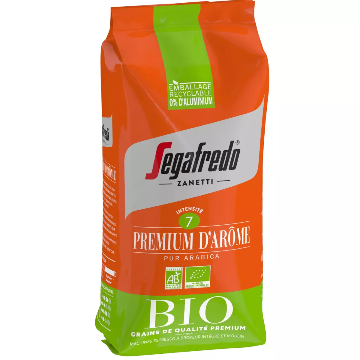 SEGAFREDO Café bio en grains Premium d'arôme pur arabica 500g