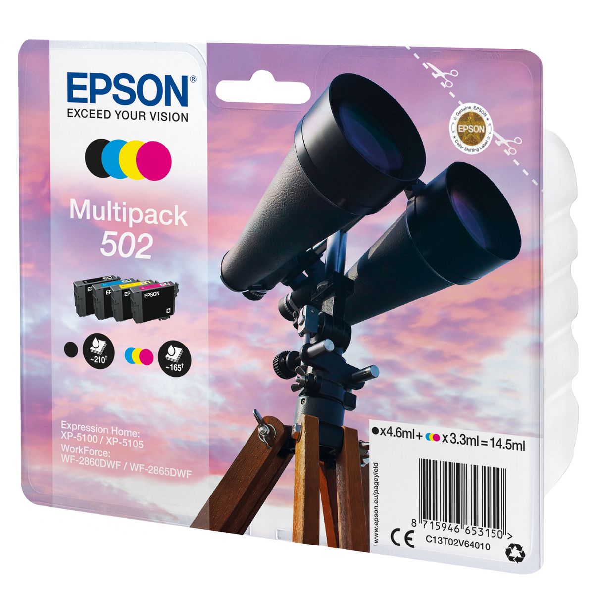 EPSON Cartouche N/C/M/J C13T02V6 502 Série Jumelles