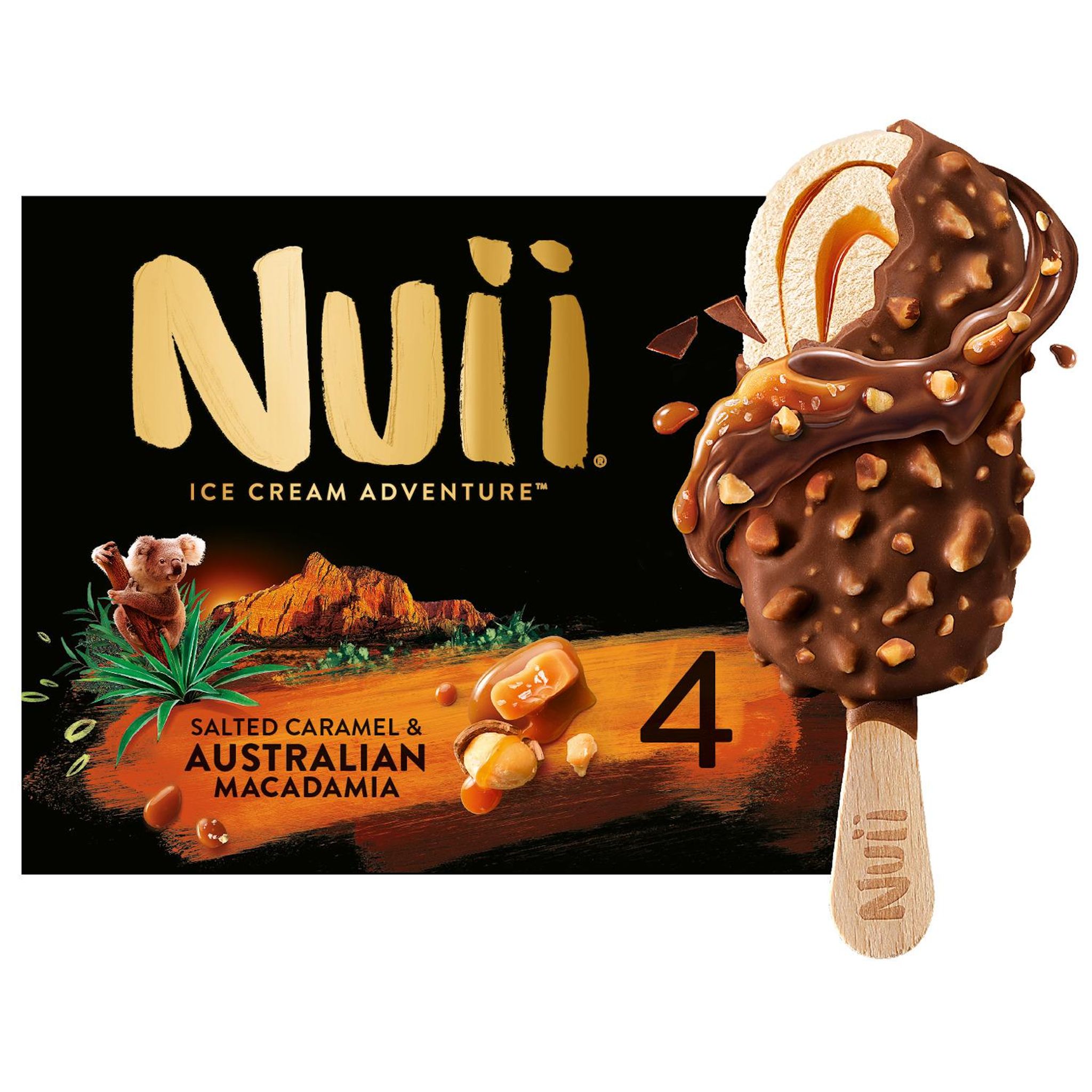 Voir la diapositive 2 : NUII Bâtonnets glacés Australian Macadamia salted caramel 4 pièces 272g