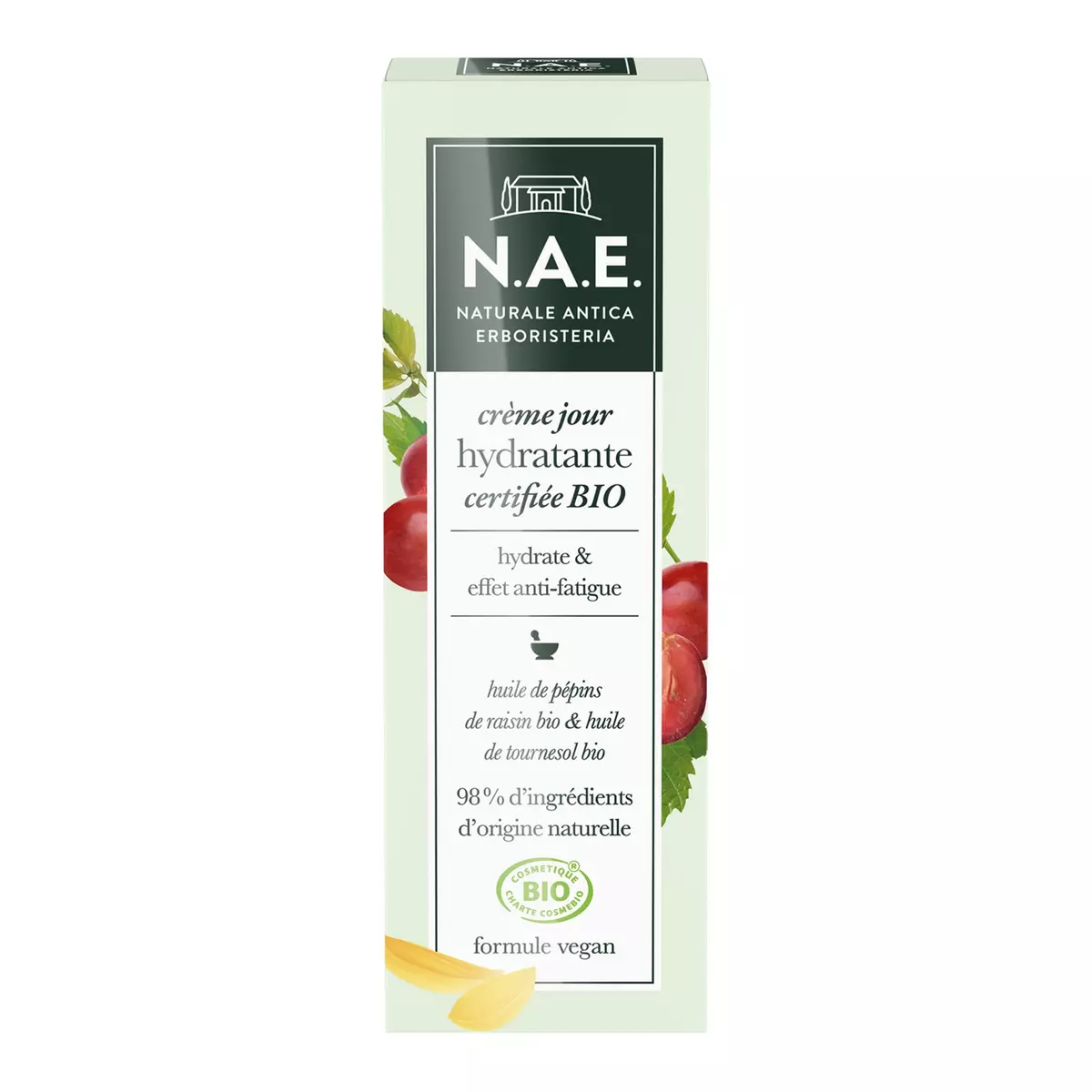 N.A.E Crème jour hydratante bio et vegan huile de raisin & tournesol bio 50ml