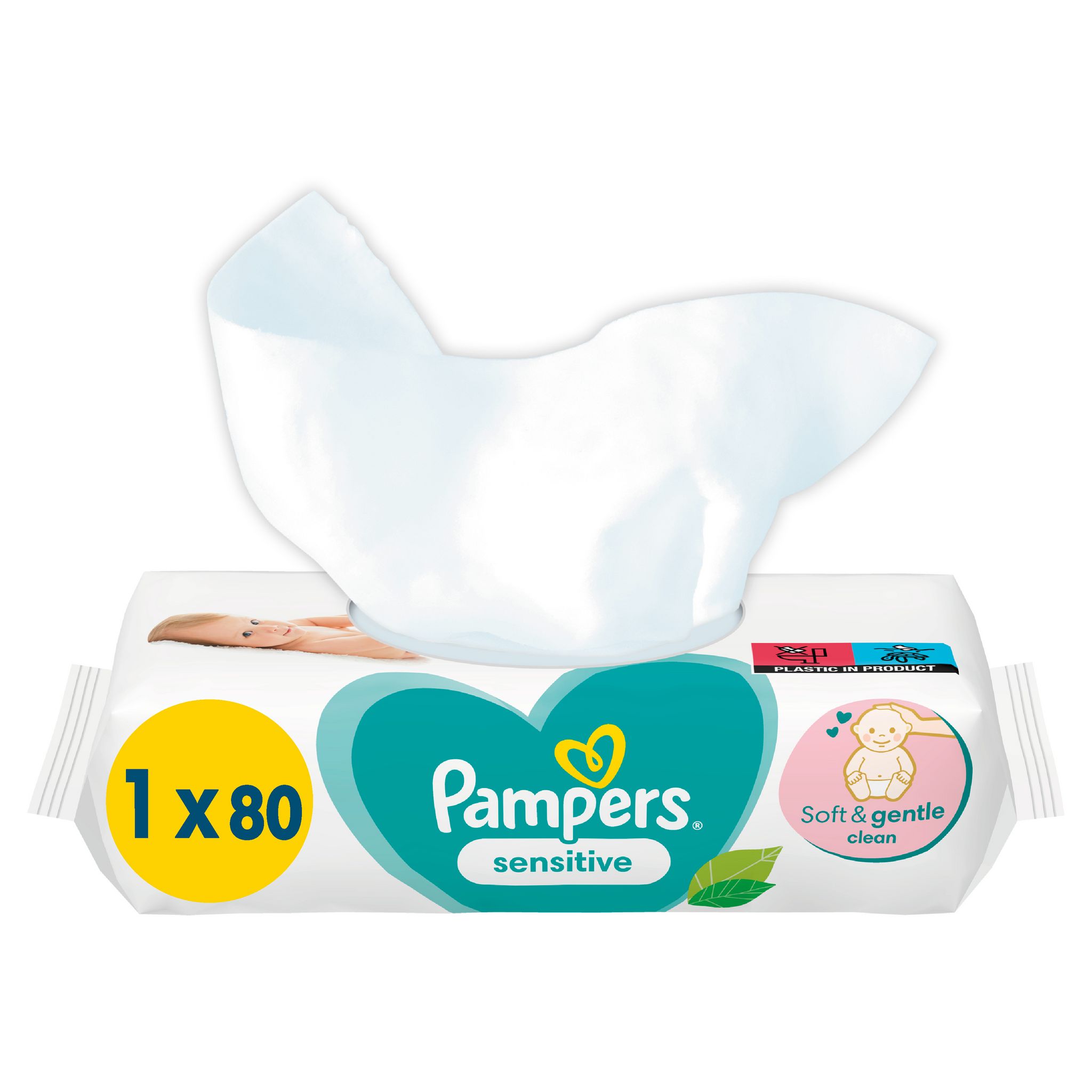 Voir la diapositive 2 : PAMPERS Lingettes sensitive XXL pack 80 lingettes