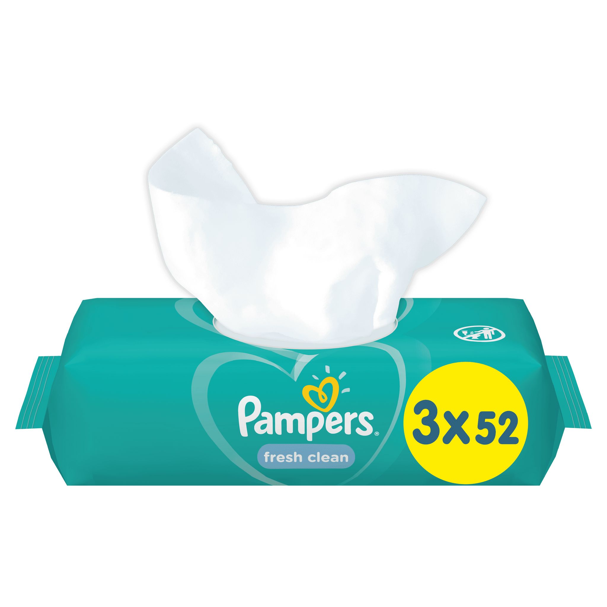 Voir la diapositive 3 : PAMPERS Fresh Clean lingettes nettoyantes pour bébé 156 lingettes