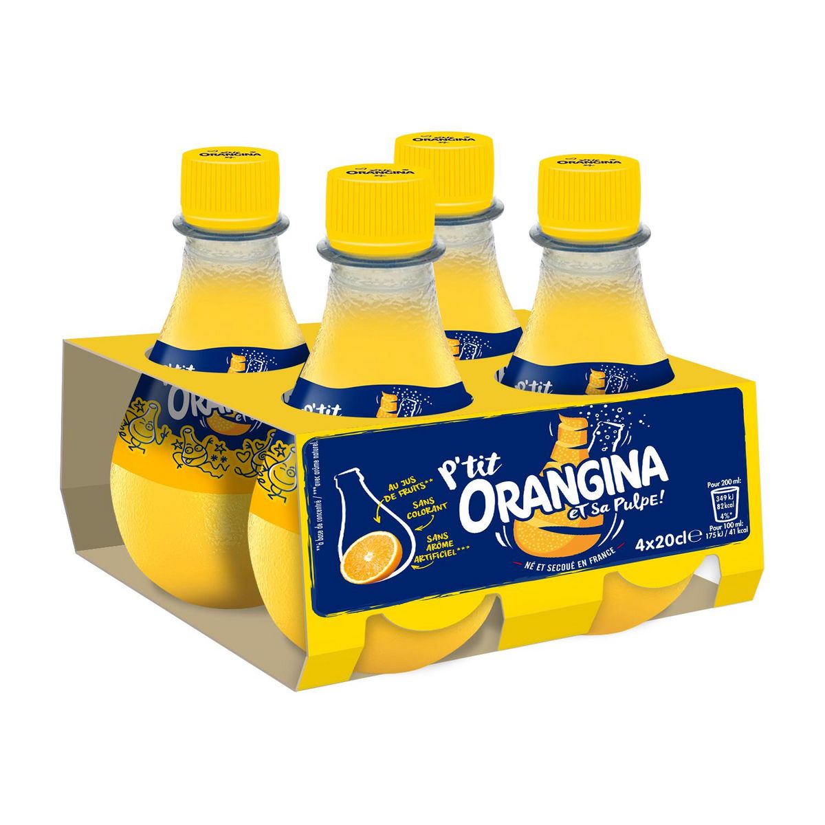 ORANGINA Boisson gazeuse à la pulpe de fruit jaune bouteilles mini 4x20cl