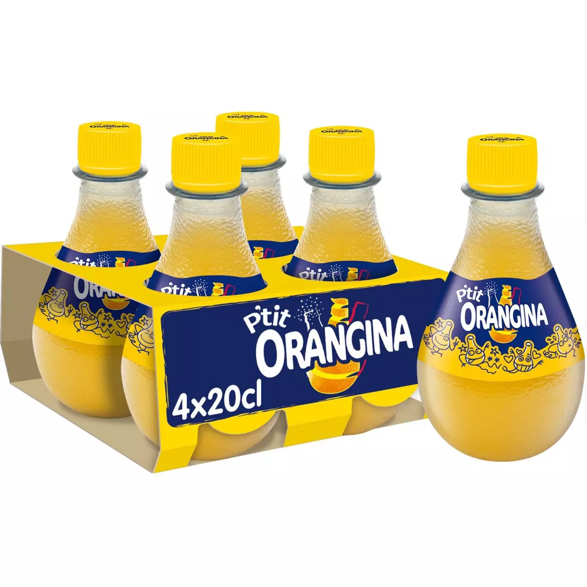 ORANGINA Boisson gazeuse à la pulpe de fruit jaune bouteilles mini 4x20cl