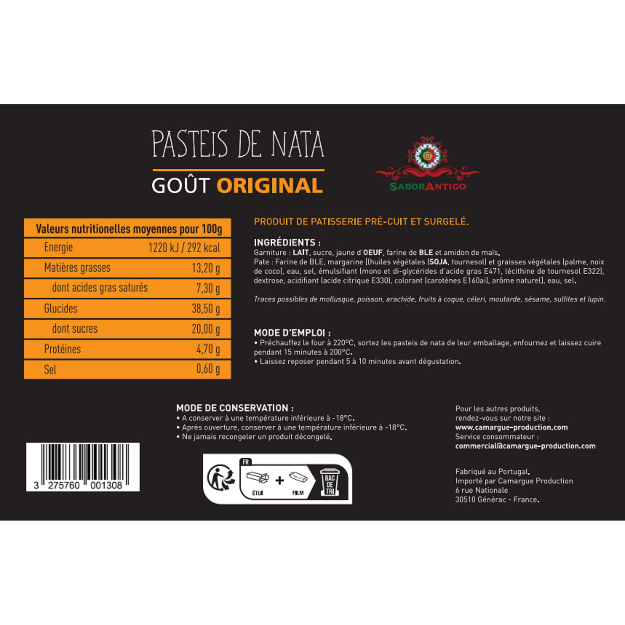 Voir la diapositive 2 : SABOR ANTIGO Dessert pasteis de nata goût original 6 pièces 360g