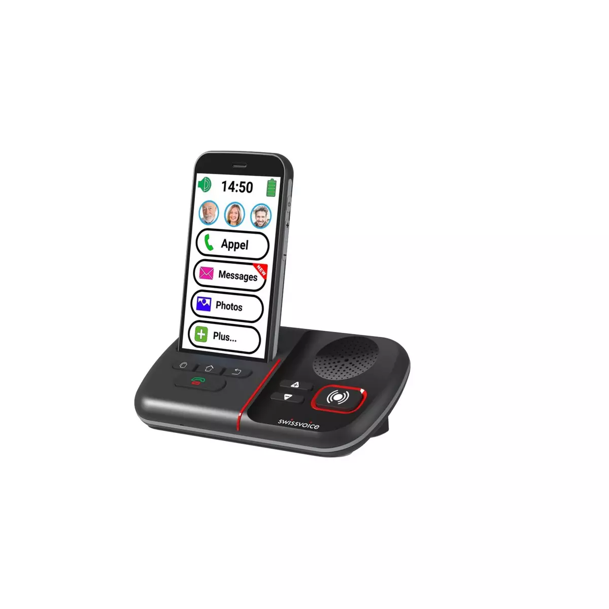 SWISSVOICE Smartphone pour seniors - C50s - 8 Go - 5 pouces - Noir