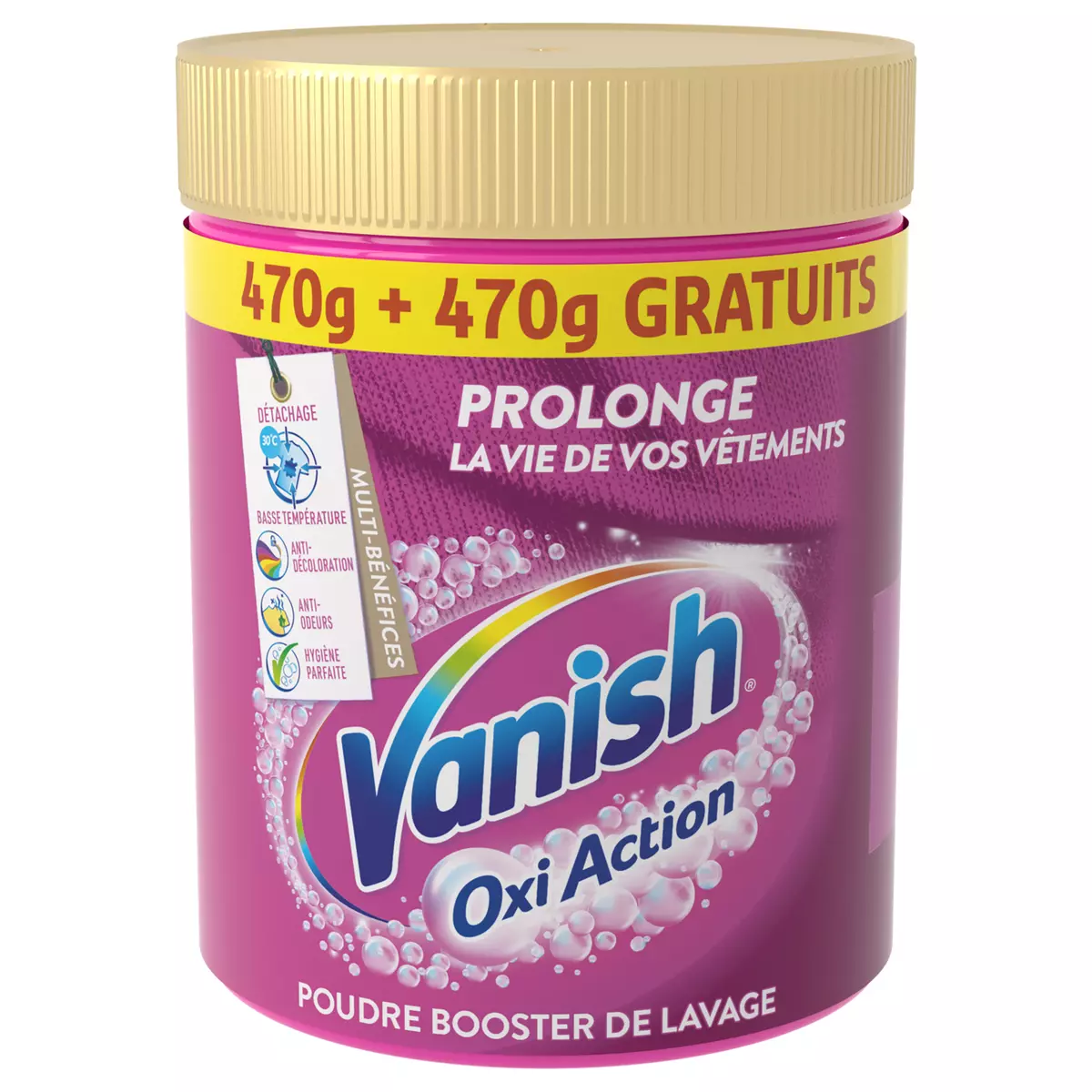 VANISH Oxi Action poudre booster de lavage 470g+470g offert
