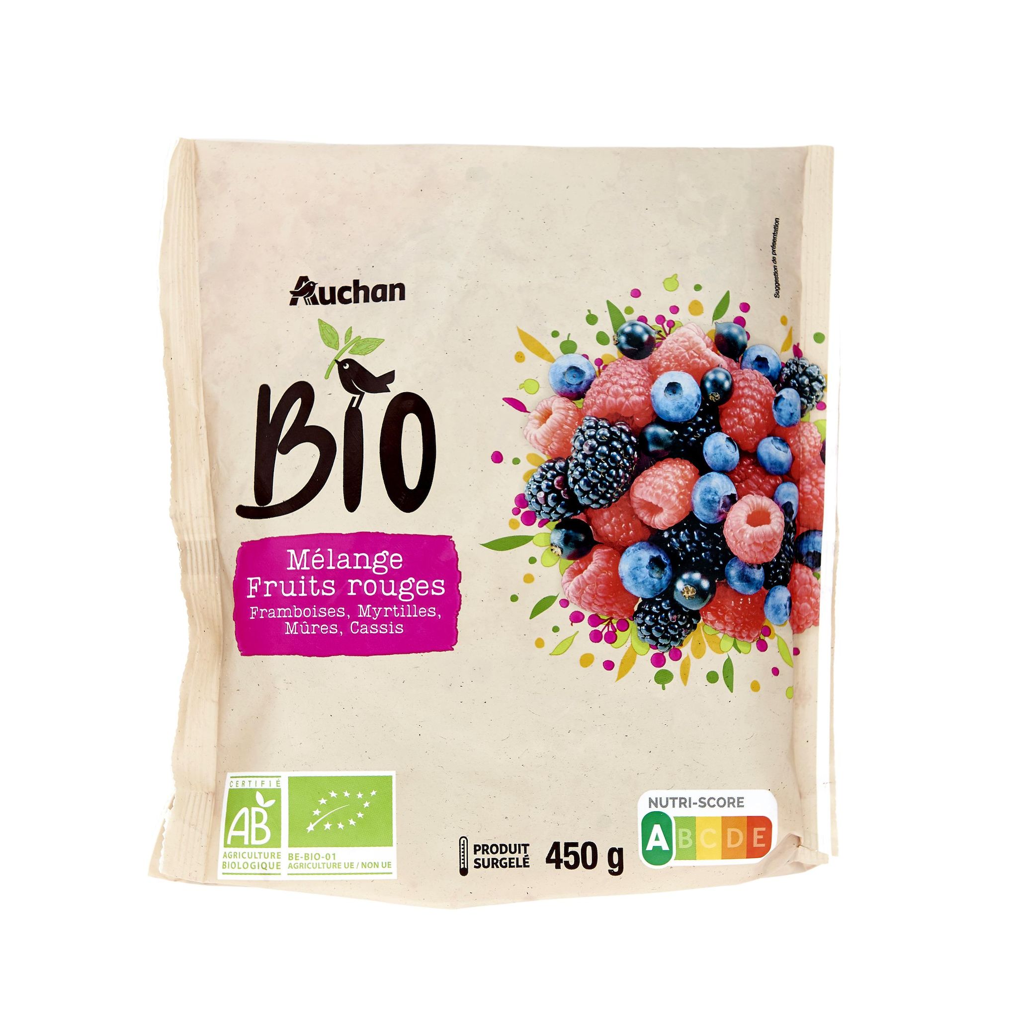 Voir la diapositive 3 : AUCHAN BIO Mélange de fruits rouges entiers 450g