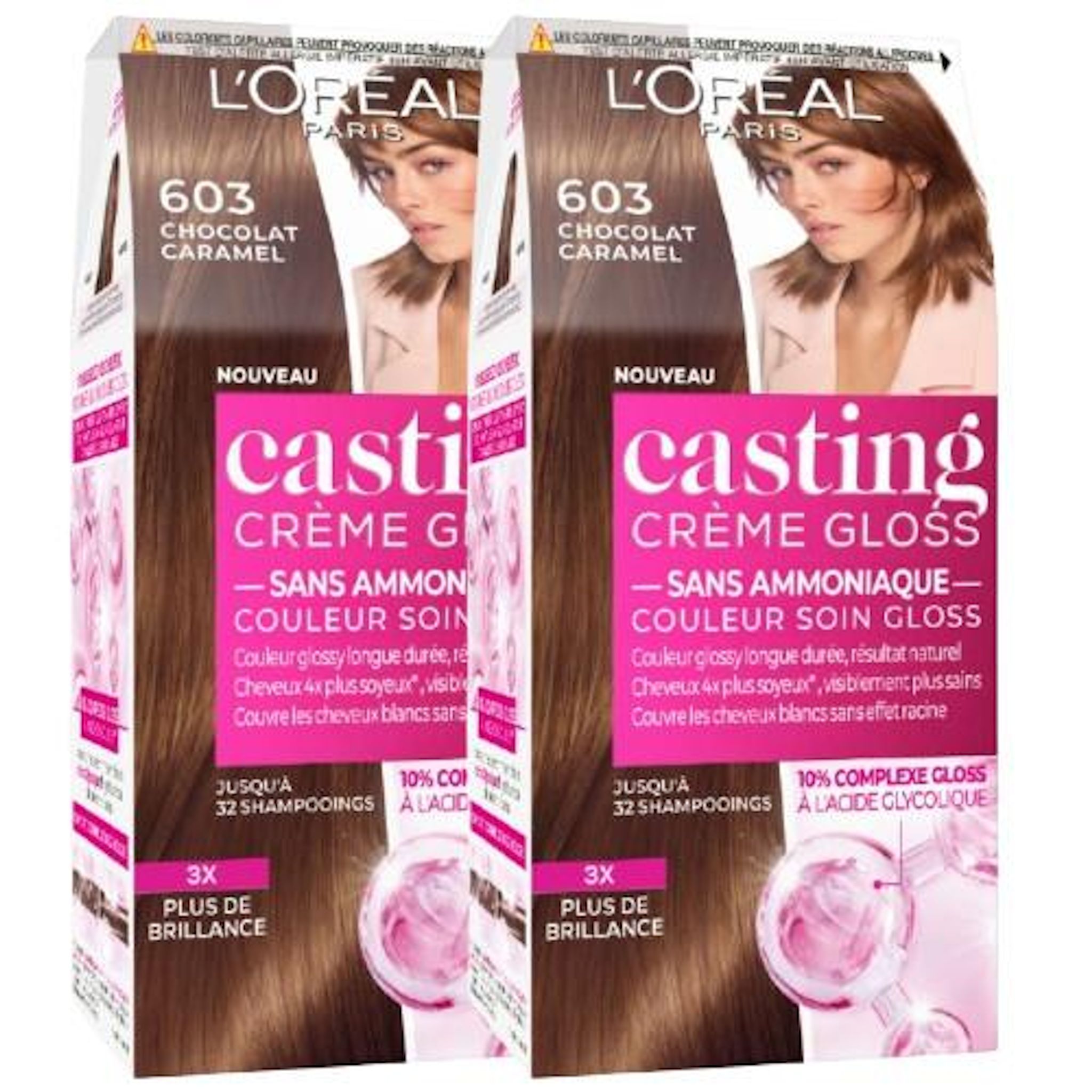L'OREAL Casting Crème Gloss Coloration sans ammoniaque 603 caramel tendre 2 kits