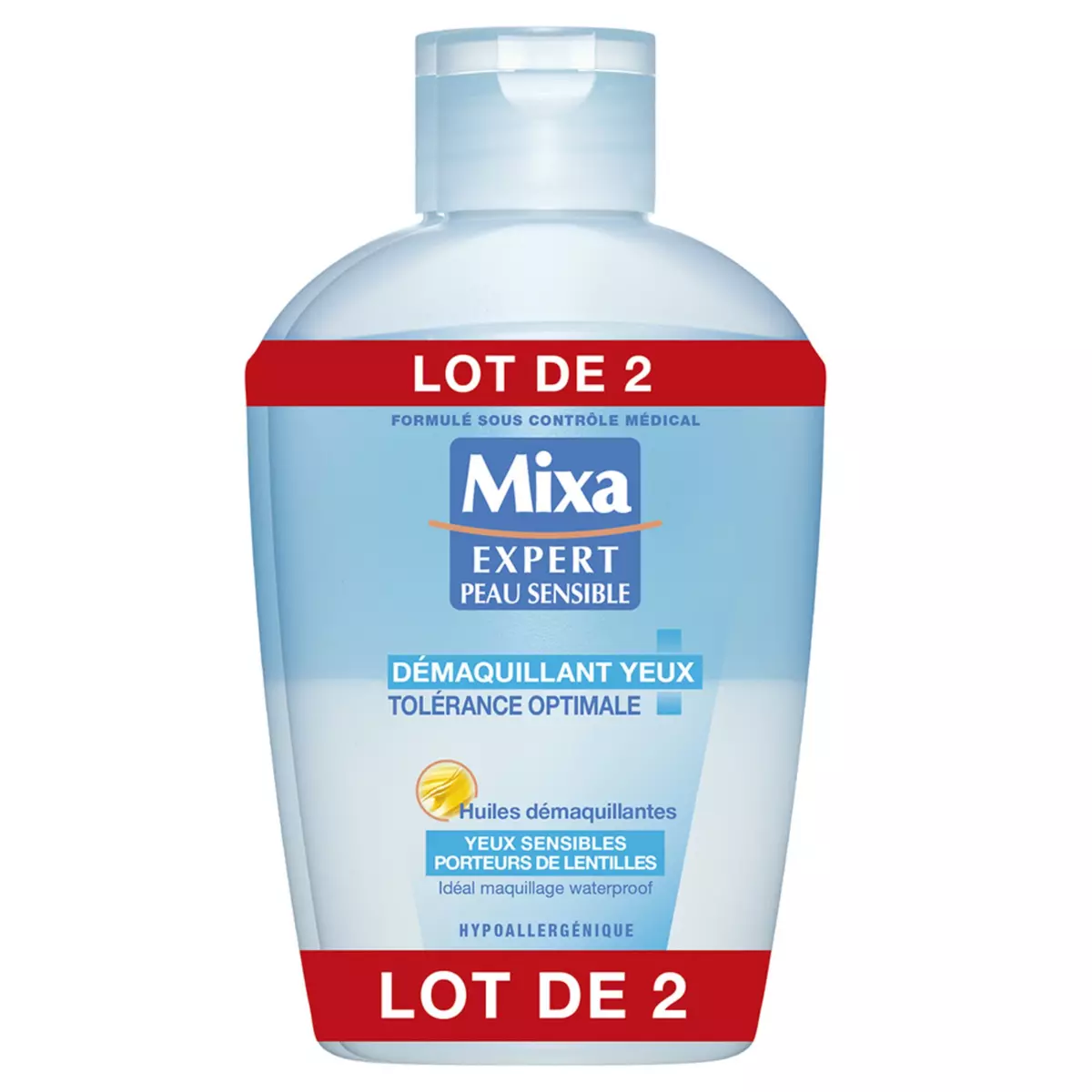 MIXA Démaquillant yeux tolérance optimale maquillage waterproof 2x125ml
