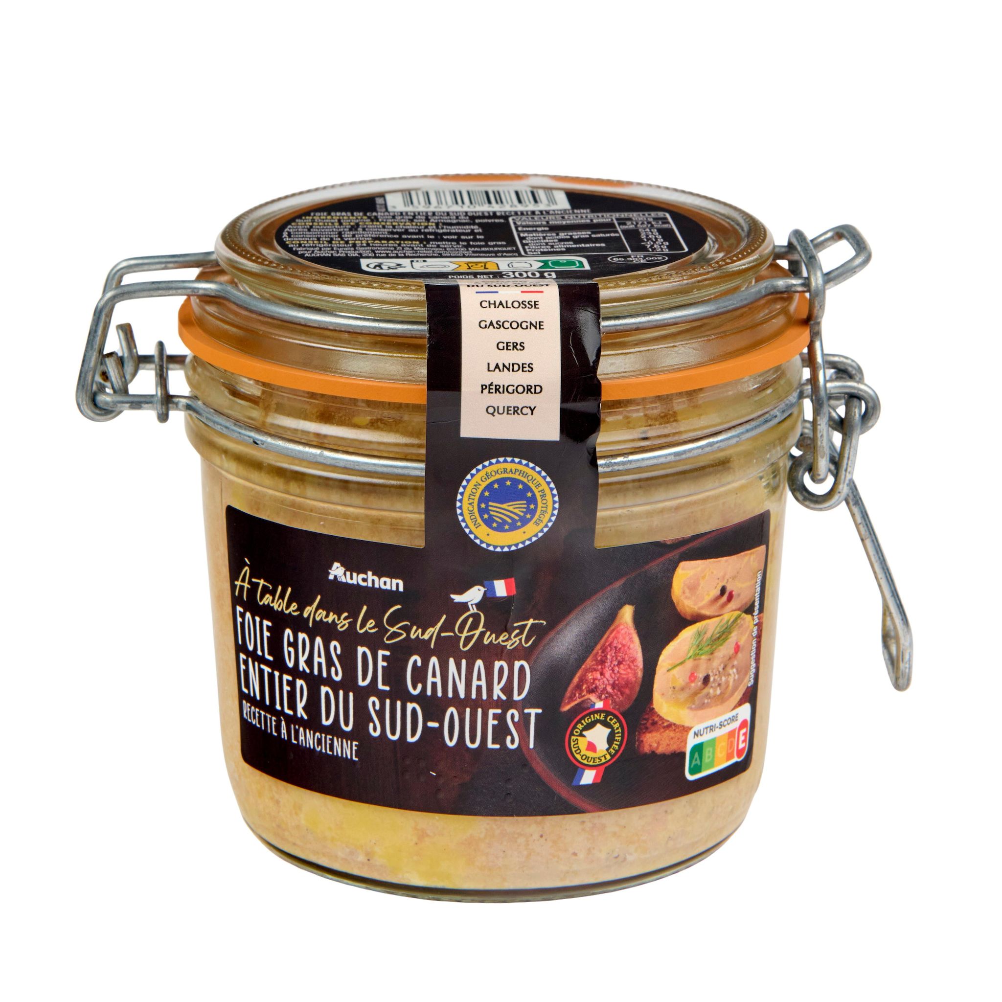 Voir la diapositive 3 : AUCHAN TERROIR Foie gras entier de canard du Sud-Ouest IGP à l'ancienne 7 parts 300g