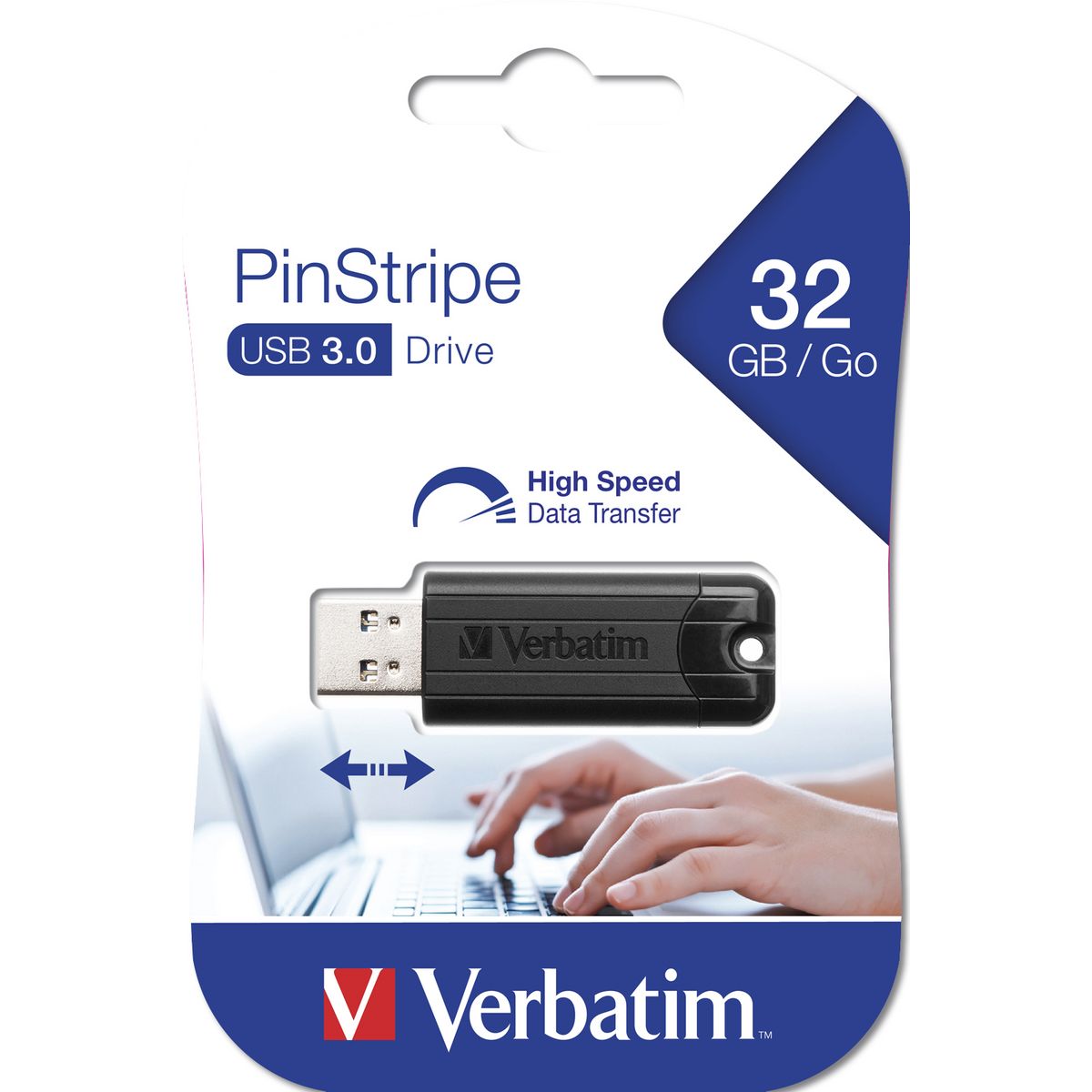 VERBATIM Clé USB - PinStripe Store 'n' Go - USB 3.0 - 32 Go - Noir