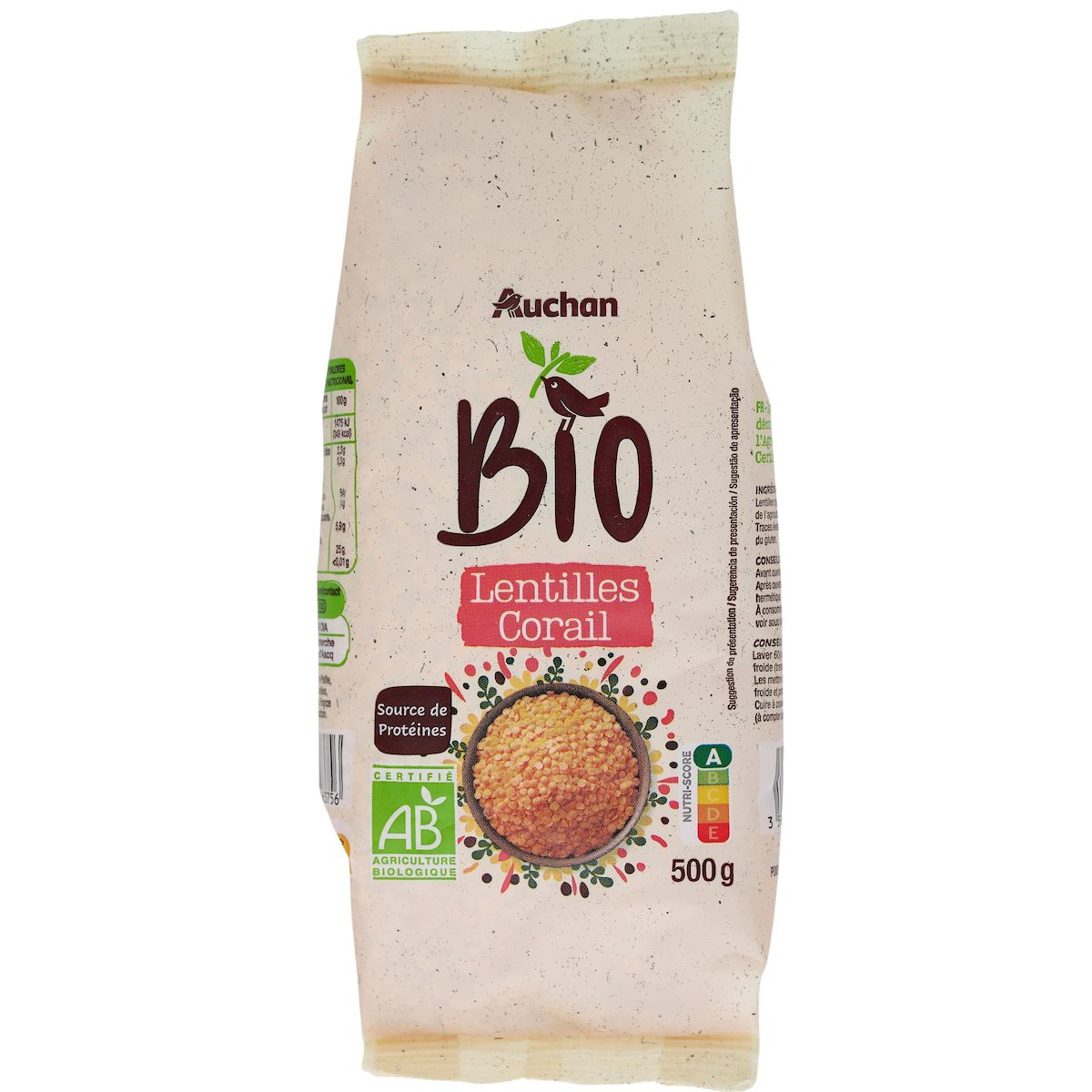 AUCHAN BIO Lentilles corail 500g