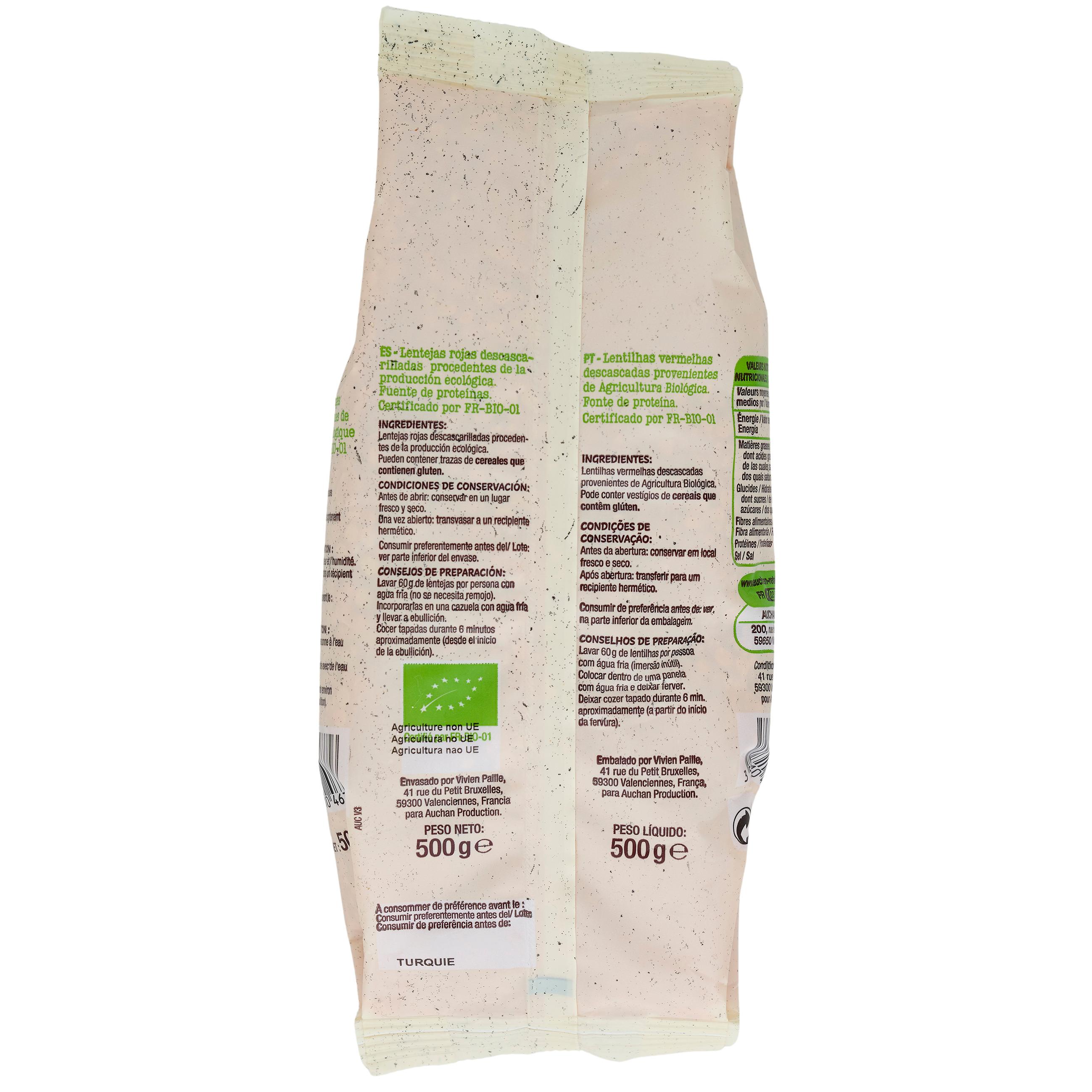 Voir la diapositive 4 : AUCHAN BIO Lentilles corail 500g