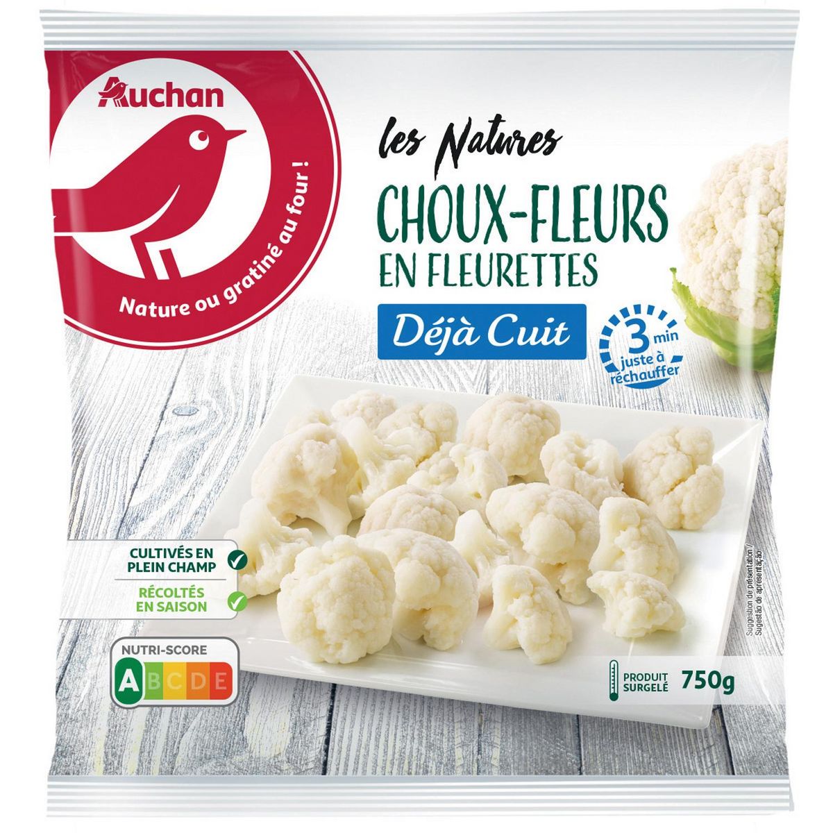 AUCHAN Déjà cuit - Choux-fleurs en fleurettes 3-4 portions 750g