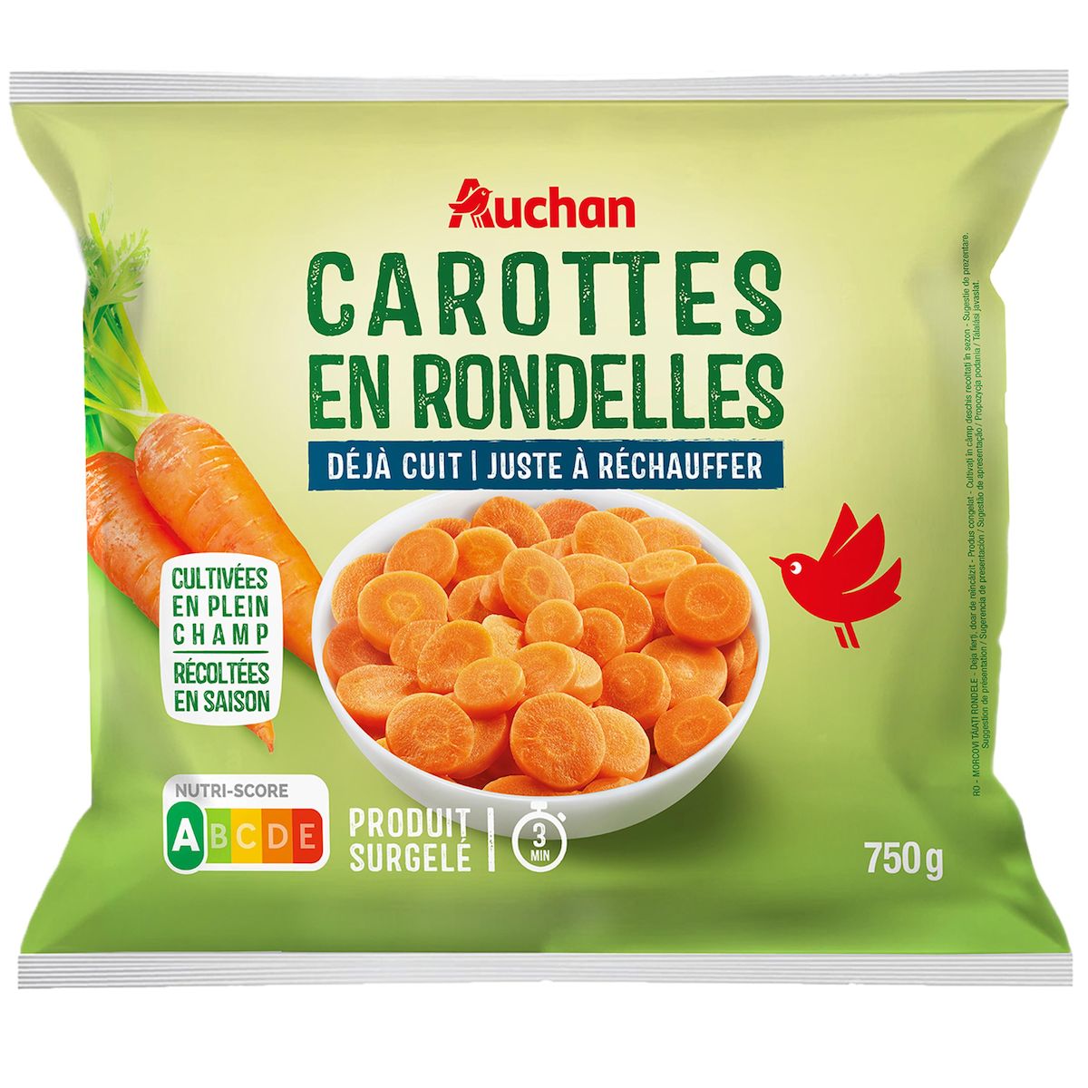 AUCHAN Déjà cuit - Carottes en rondelles 5 portions 750g