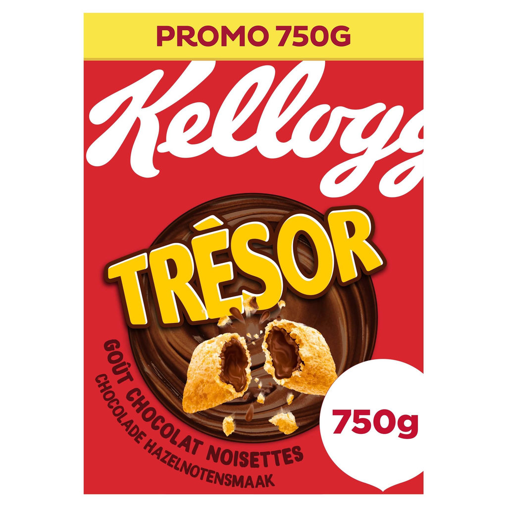 KELLOGG'S Trésor Céréales fourrées chocolat noisettes 750g