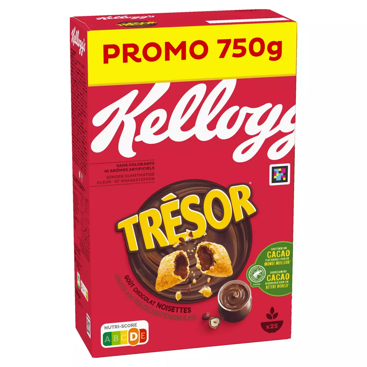 KELLOGG'S Trésor Céréales fourrées chocolat noisettes 750g