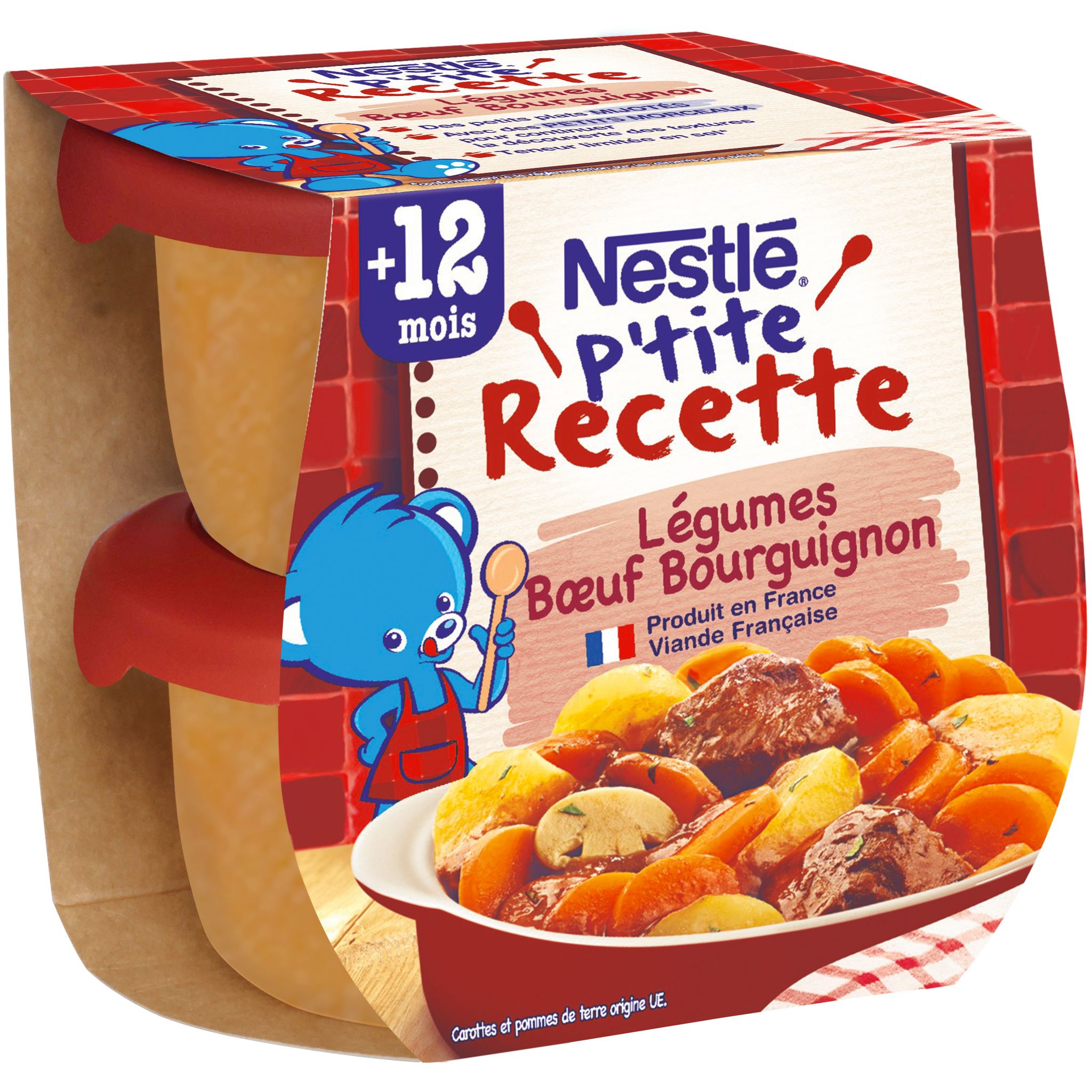 Voir la diapositive 4 : NESTLE P'tite recette bol légumes boeuf bourguignon dès 12 mois 2x200g