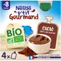 NESTLE P'tit gourmand gourde dessert lacté cacao bio -50% de sucres dès 8 mois 4x85g