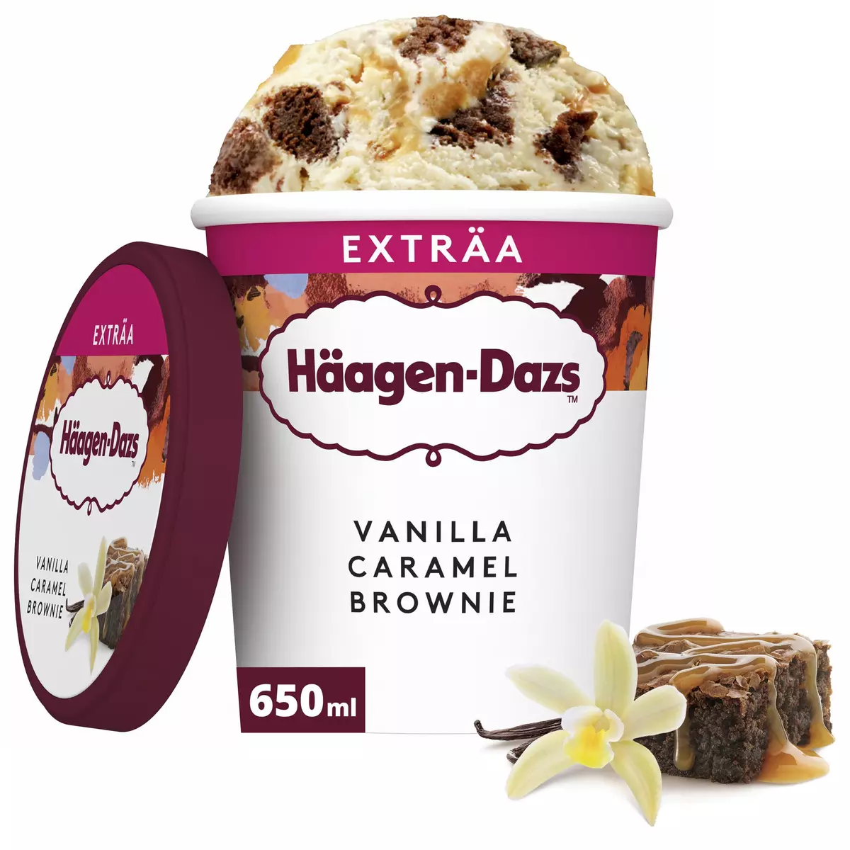 HAAGEN DAZS Pot de crème glacée vanille caramel et brownie 541g