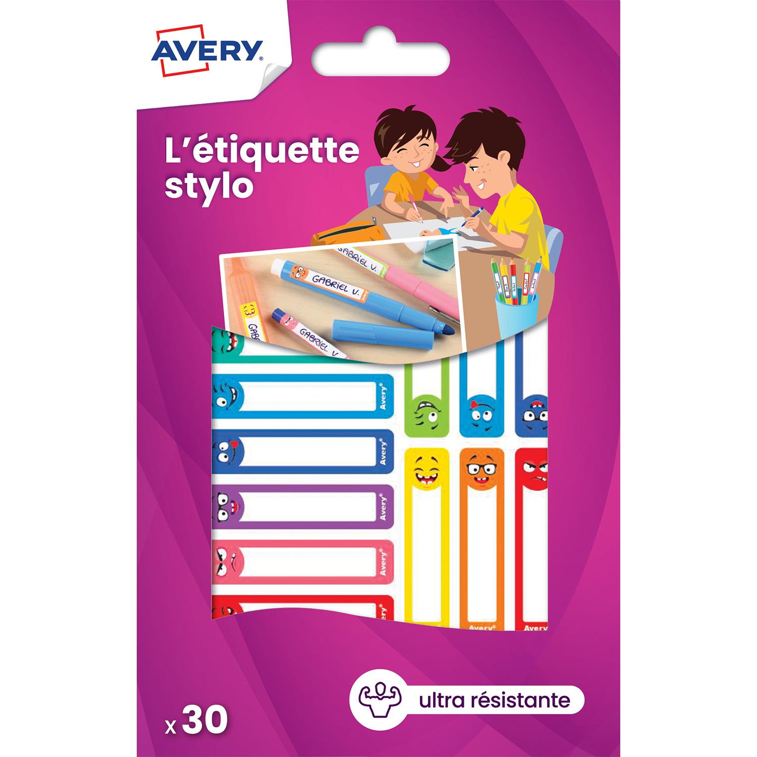 AVERY Etiquettes stylos Smiley Arc en Ciel X30 50x10mm
