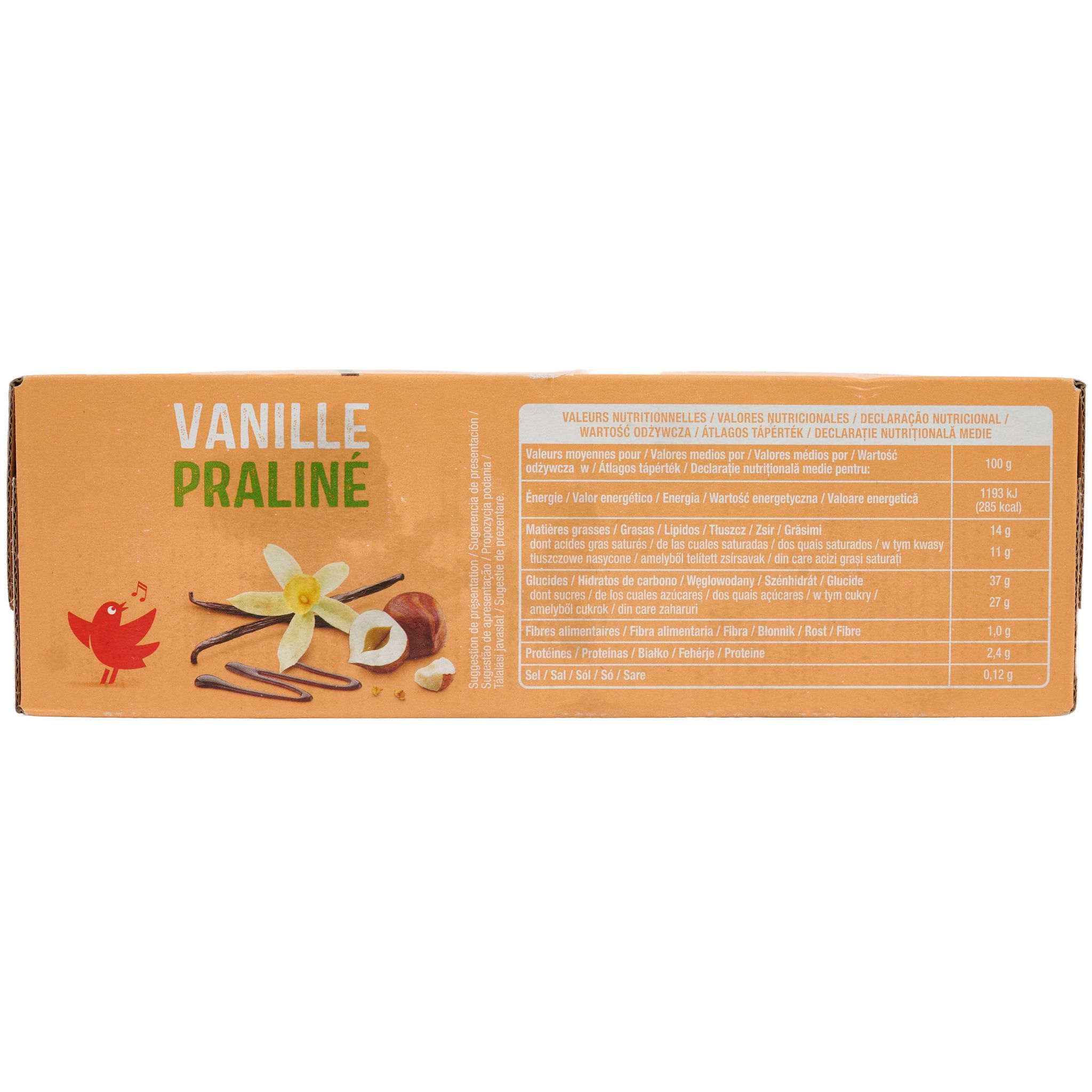 Voir la diapositive 2 : AUCHAN Cônes glacés à la vanille et praliné 6 pièces 416g