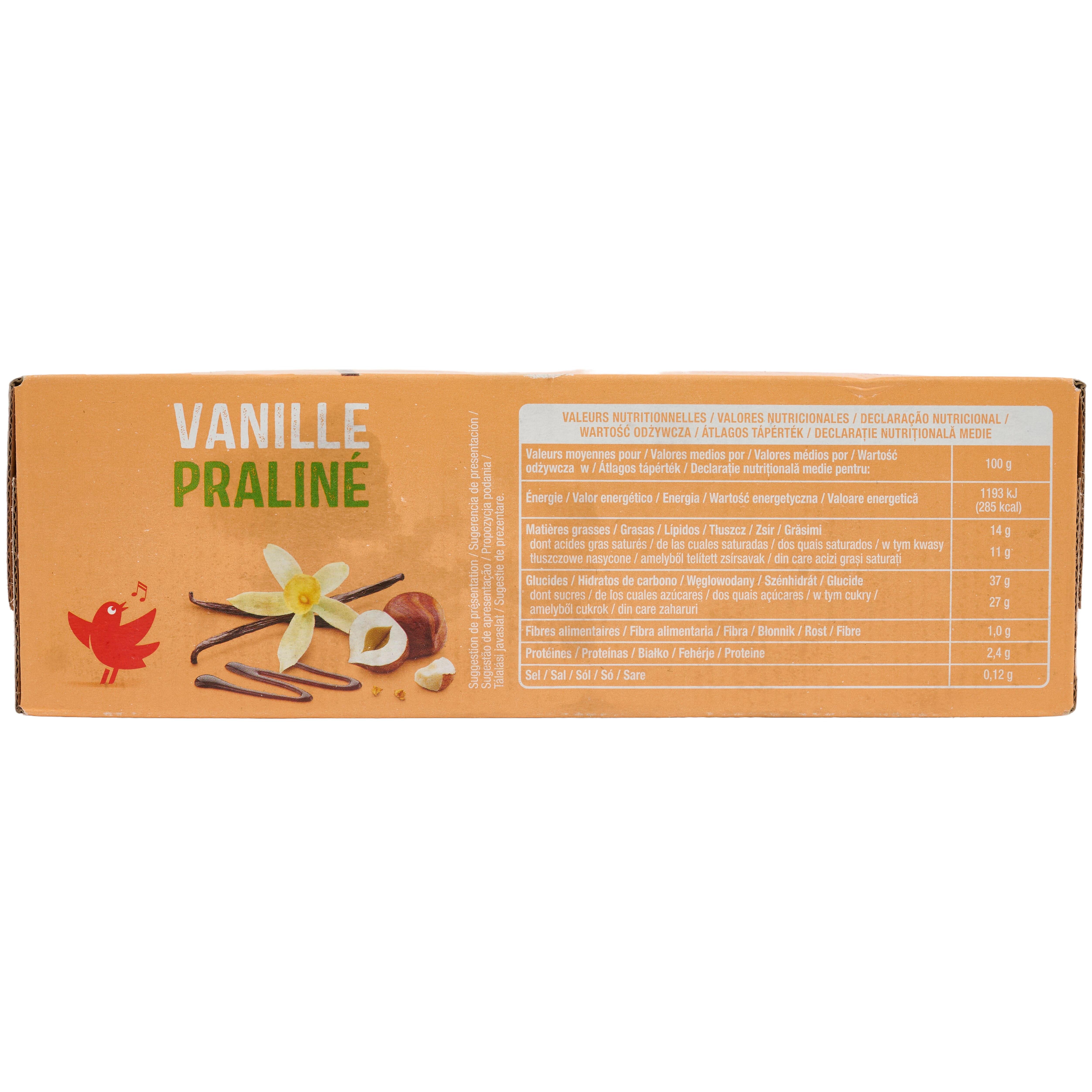 Voir la diapositive 5 : AUCHAN Cônes glacés à la vanille et praliné 6 pièces 416g