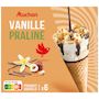 Voir la diapositive 5 : AUCHAN Cônes glacés à la vanille et praliné 6 pièces 416g