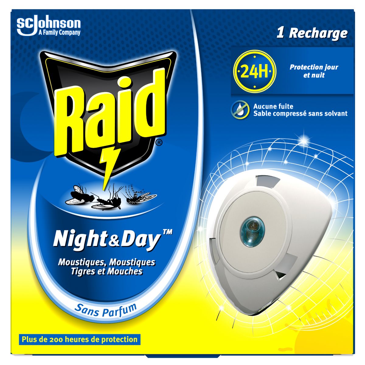 RAID Night & Day recharge pour diffuseur électrique anti-moustiques & mouches 1 recharge