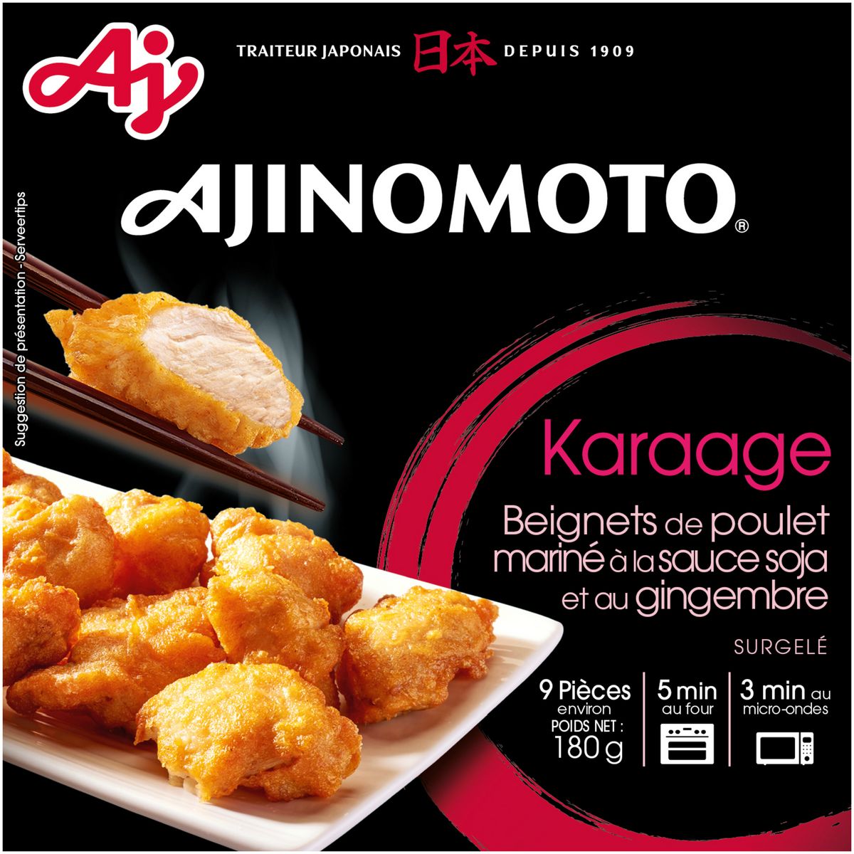 AJINOMOTO Beignets de poulet mariné à la sauce soja et au gingembre 9 pièces 180g