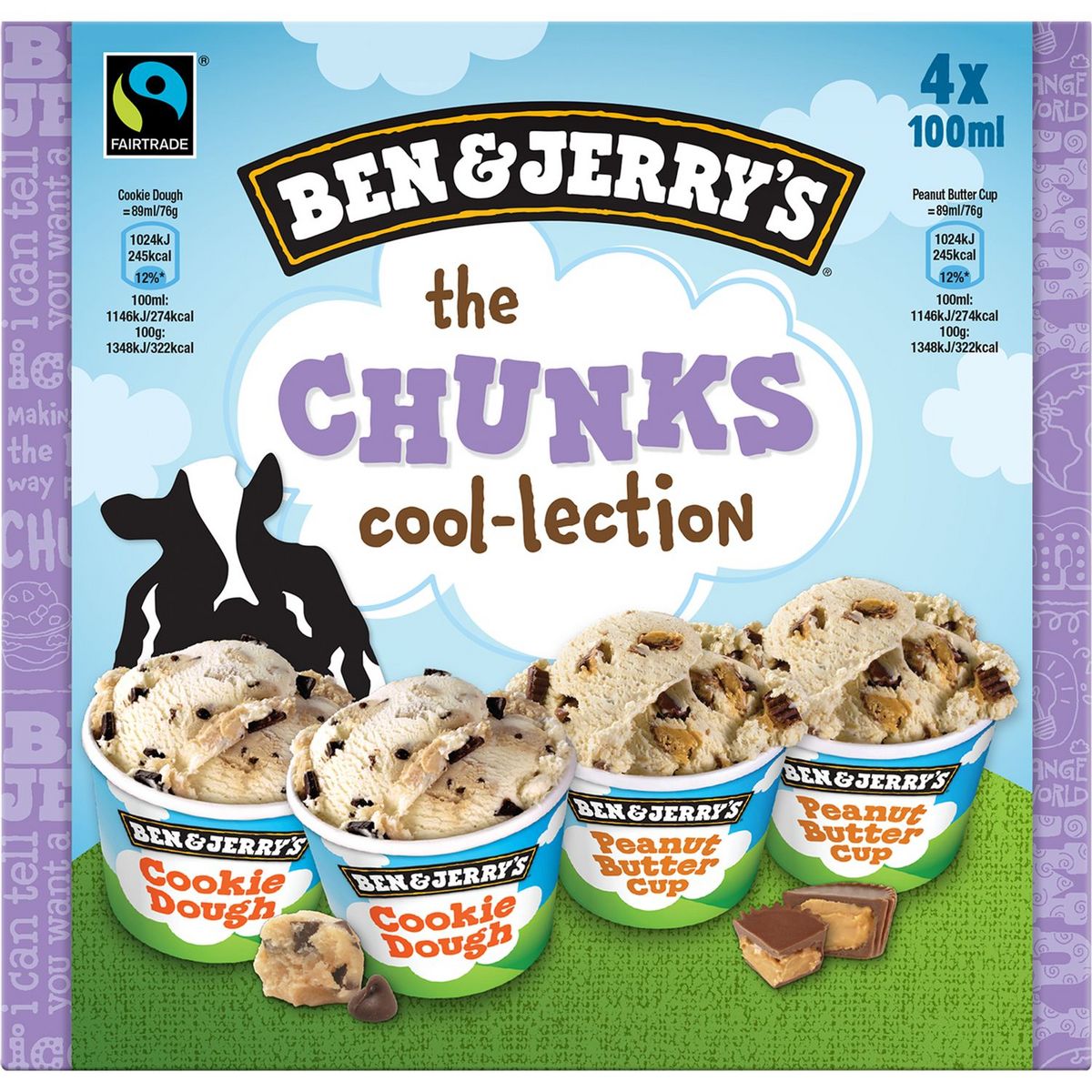 BEN & JERRY'S Mini pôt de crème glacée the chunks cool-lection 4 mini pots 288g