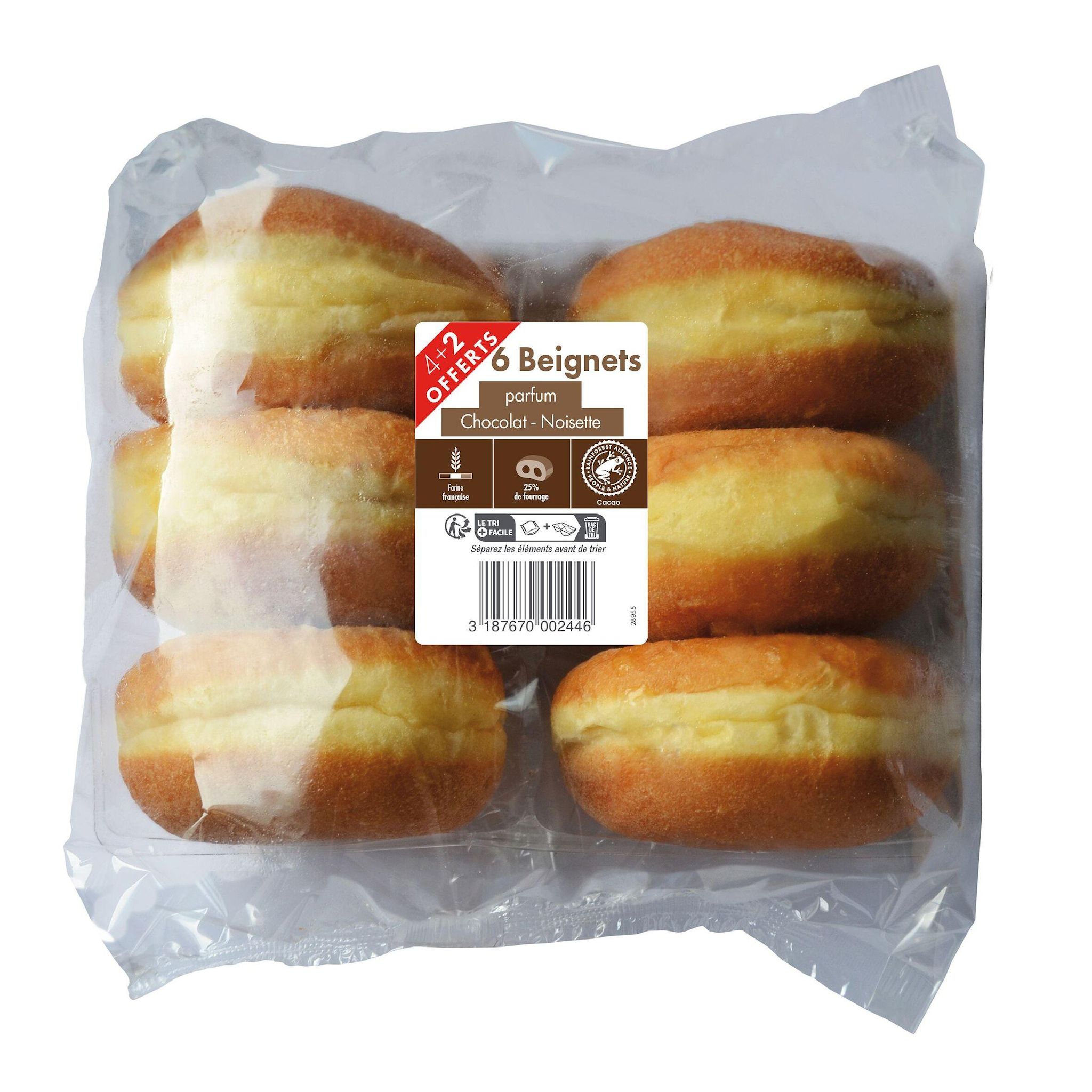 Beignets parfum chocolat noisette 75g 4 pièces + 2 offerts 450g