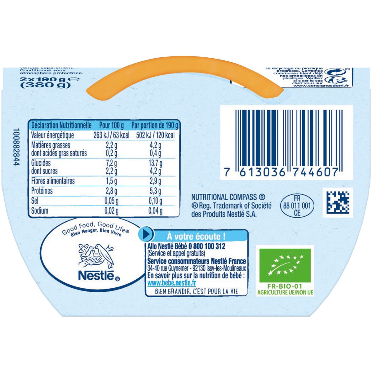 NESTLE Naturnes bol petits légumes bio au saumon dès 6 mois 2x190g