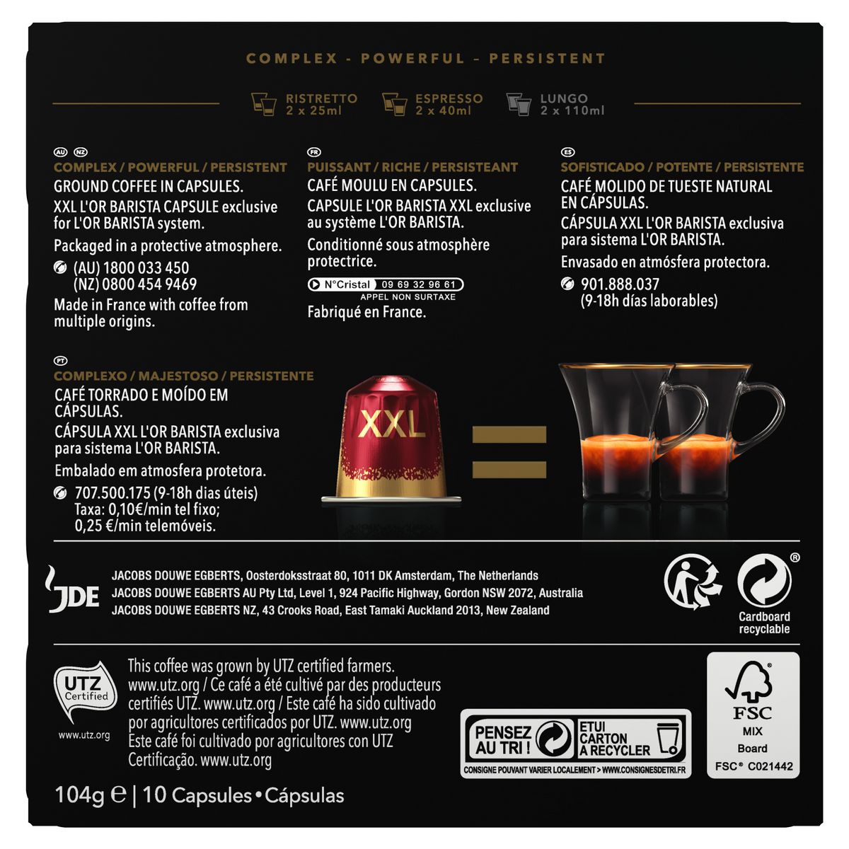 L'OR ESPRESSO Capsules de café L'Or Barista intensité 13 10 dosettes 104g