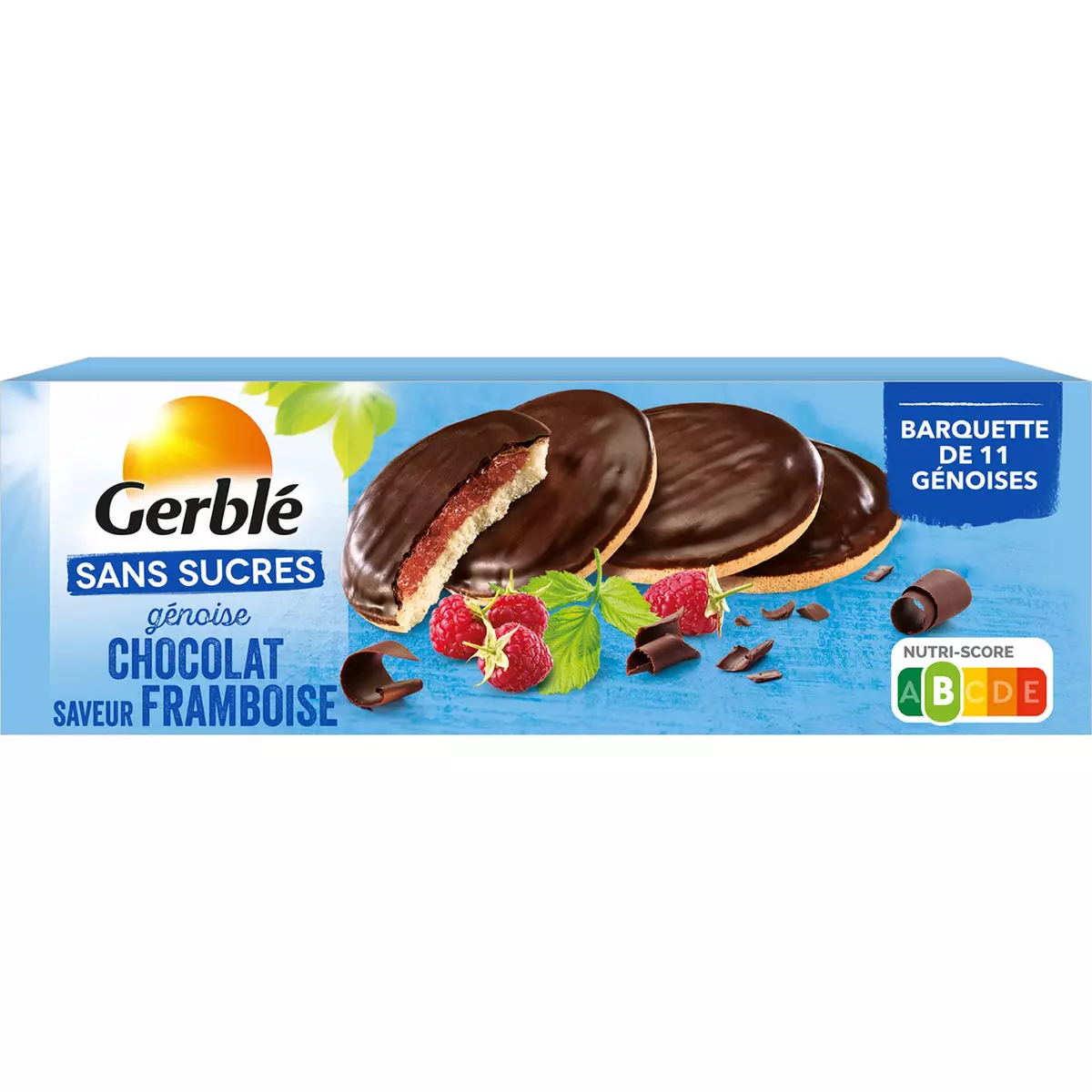 GERBLE Génoise chocolat framboise sans sucres 140g