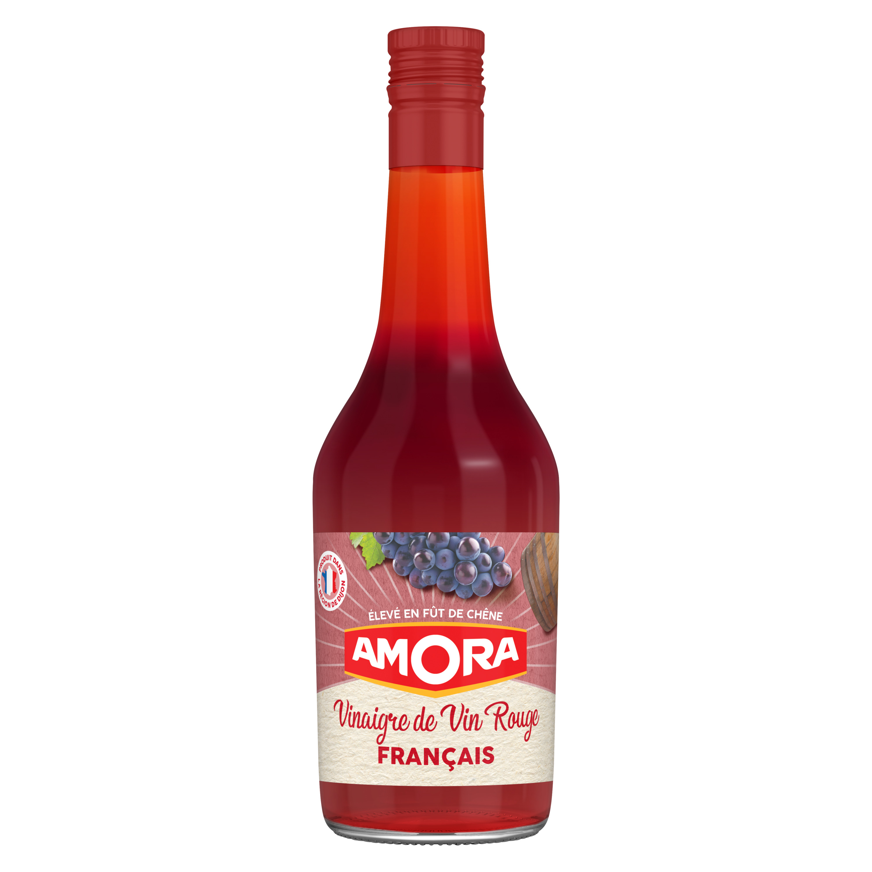 Voir la diapositive 2 : AMORA Vinaigre de vin rouge élevé en fût de chêne origine France 60cl