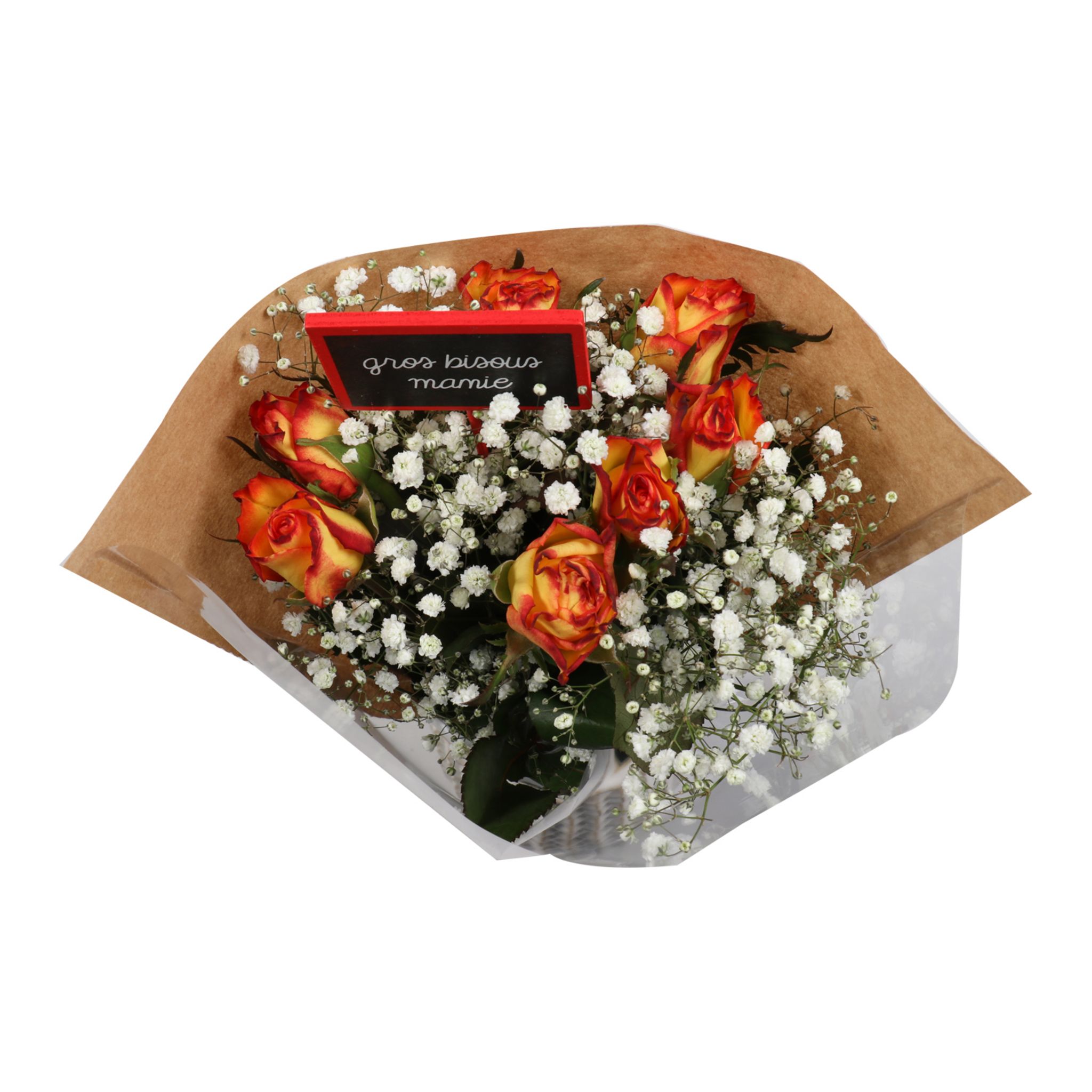 Bouquet de roses et gypsophiles 1 pièce