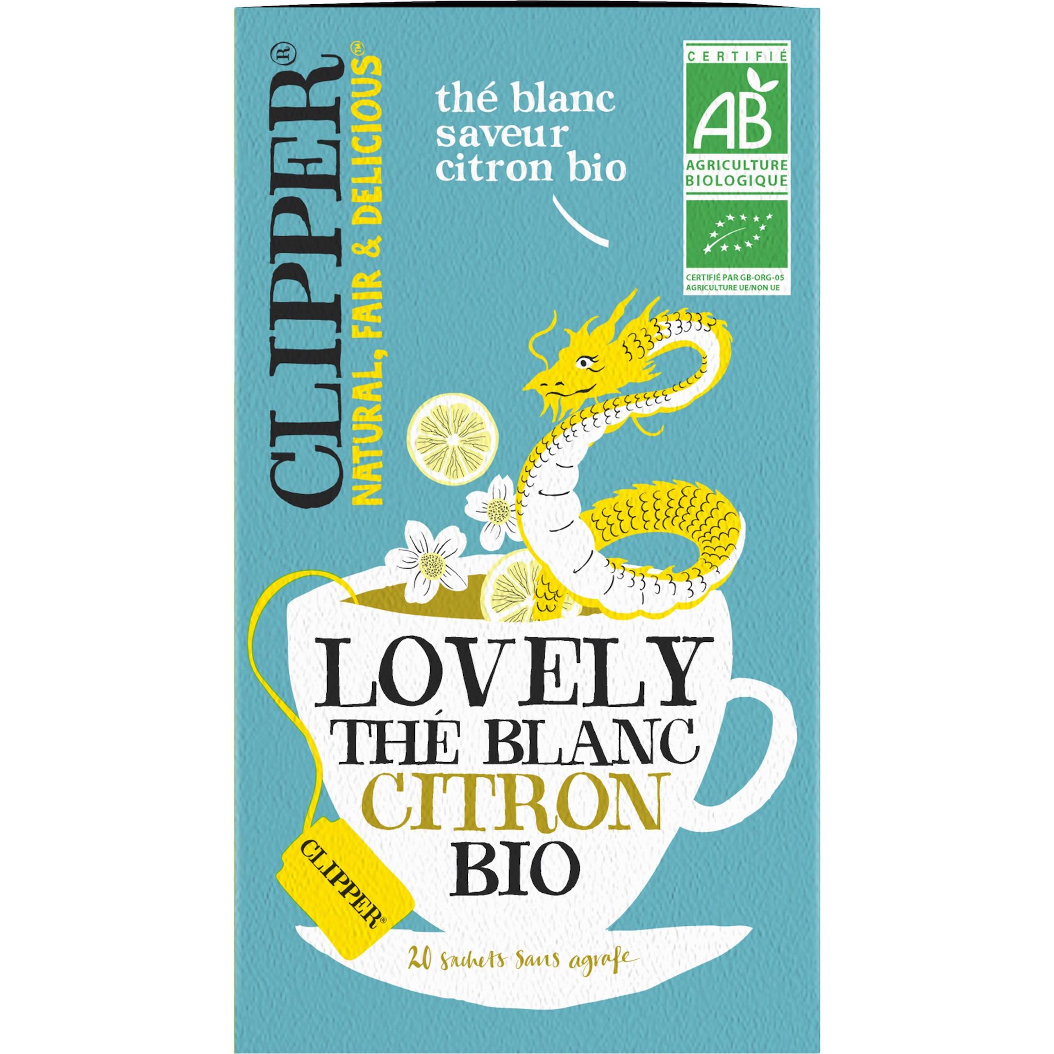Voir la diapositive 2 : CLIPPER Thé blanc au citron bio 20 sachets 34g