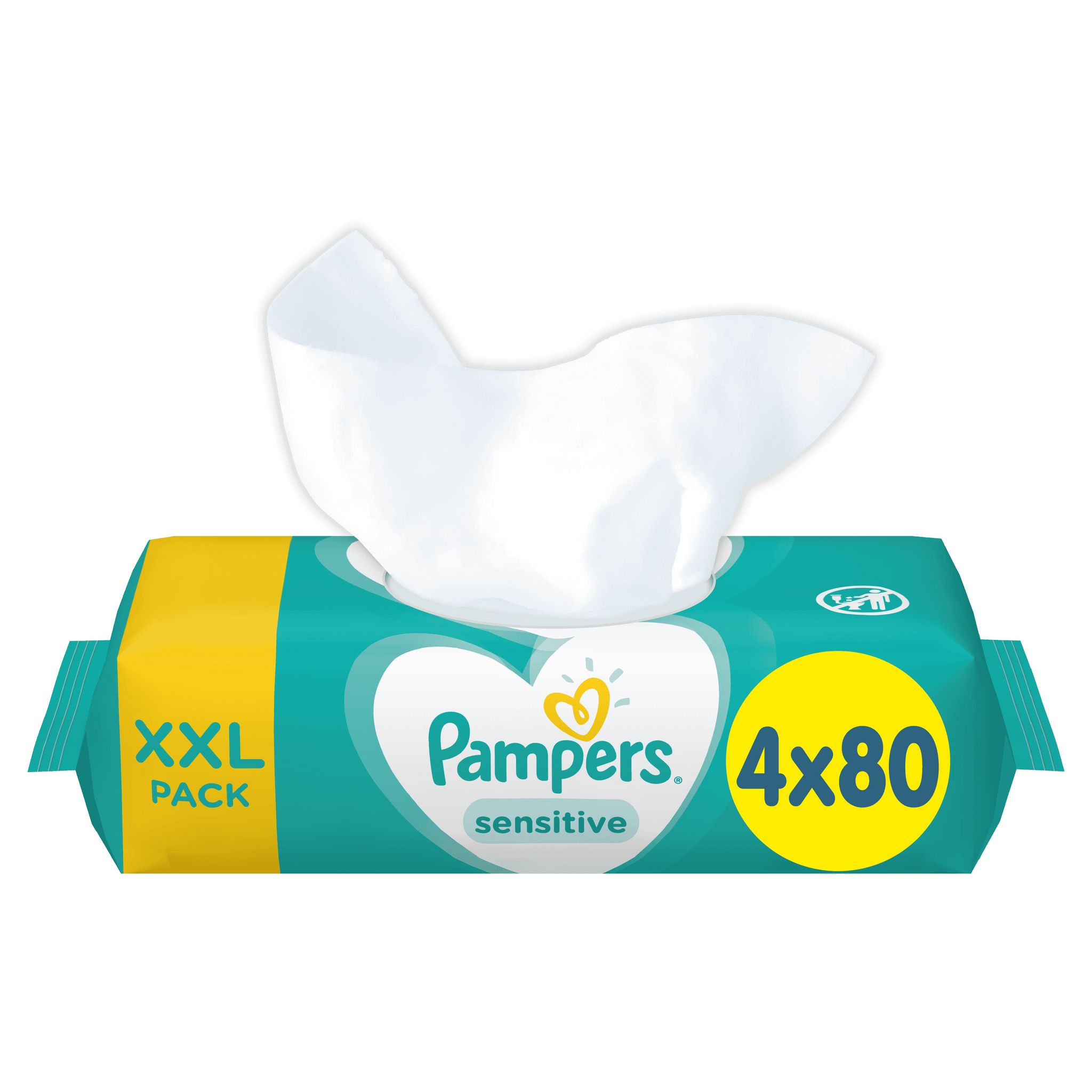 Voir la diapositive 4 : PAMPERS Lingettes sensitives sans parfum pour bébé 4x52 lingettes