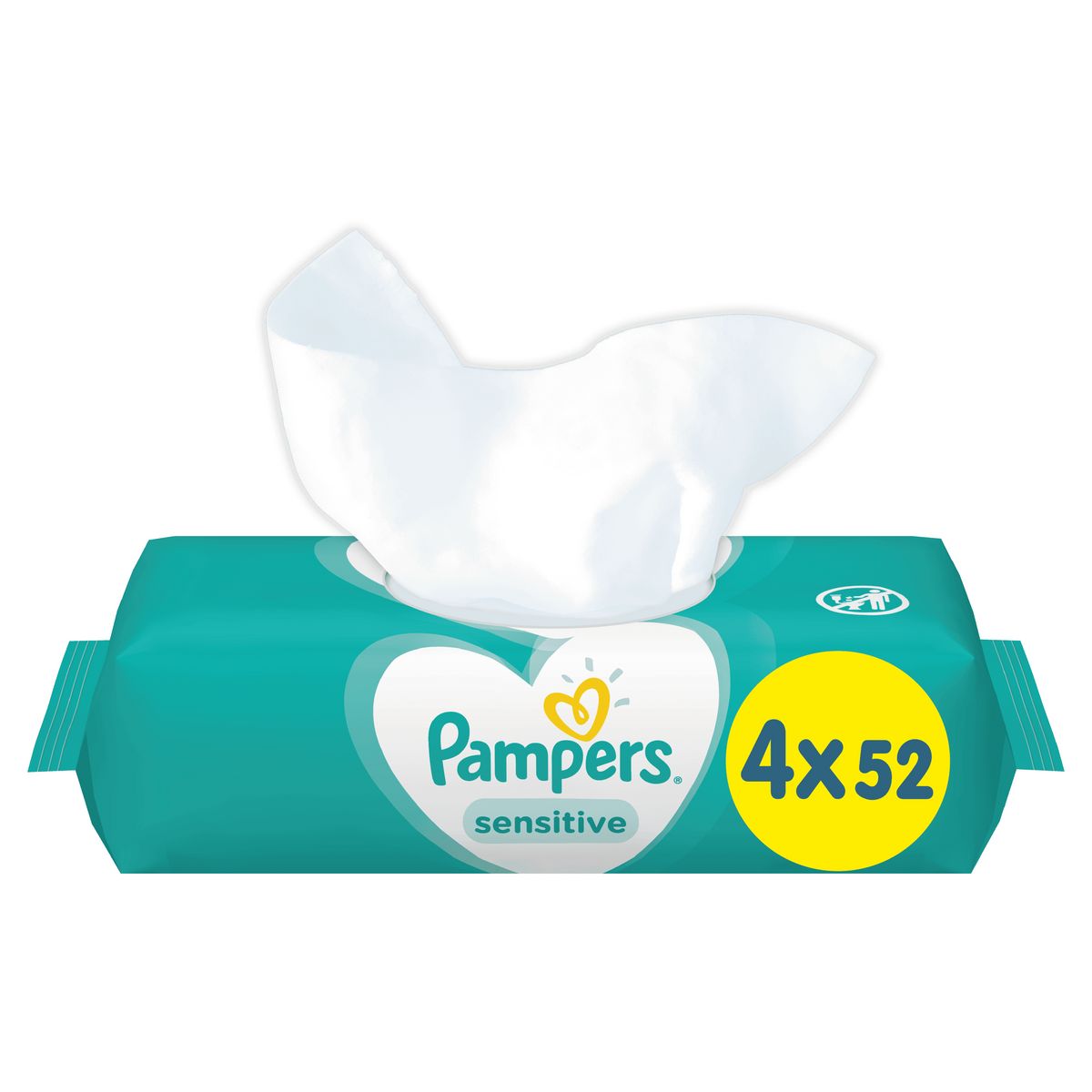 PAMPERS Lingettes sensitives sans parfum pour bébé 4x52 lingettes
