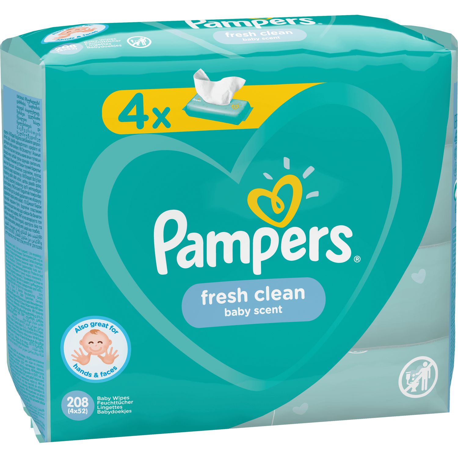 Voir la diapositive 11 : PAMPERS Fresh Clean lingettes nettoyantes pour bébé 4x52 lingettes