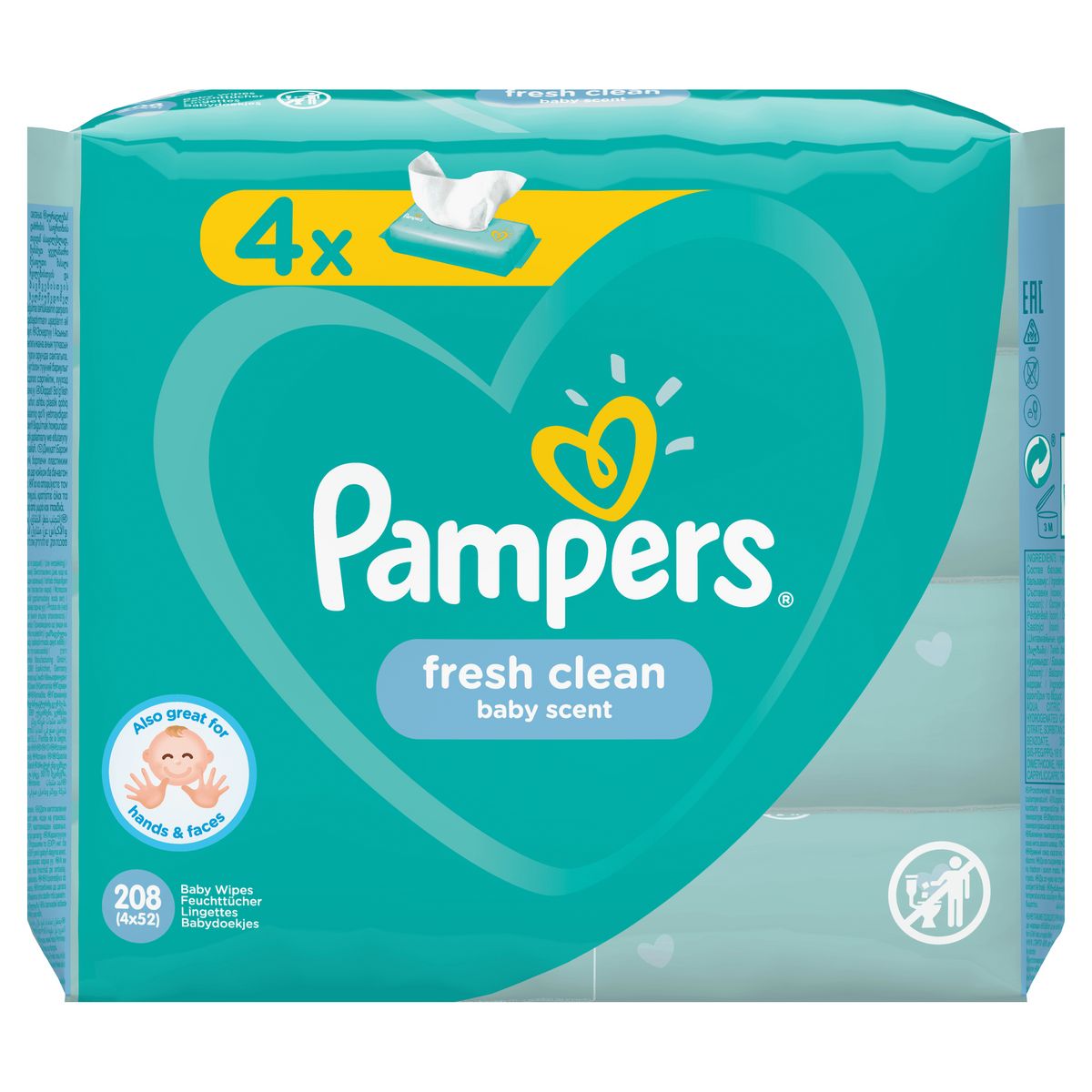 PAMPERS Fresh Clean lingettes nettoyantes pour bébé 4x52 lingettes