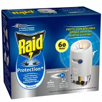 RAID Diffuseurs électrique liquides répulsif moustiques et moustiques  tigres 3x 45 nuits 2kits complets +1 gratuit pas cher 