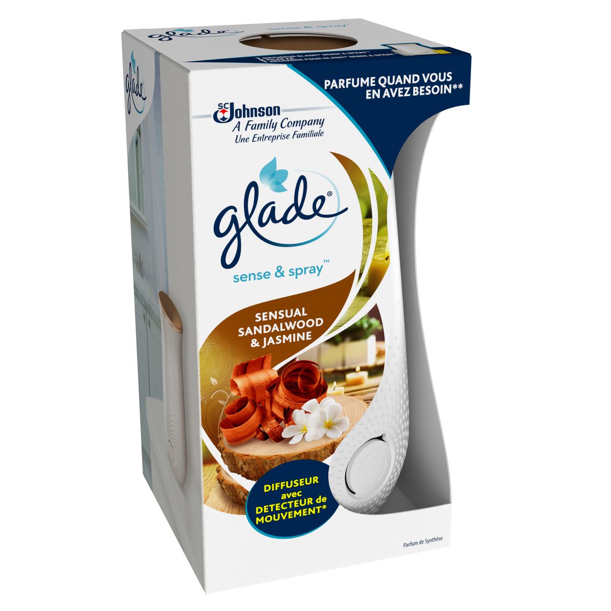 GLADE Sense & Spray Diffuseur à détecteur de mouvement bois de santal et jasmin 18ml